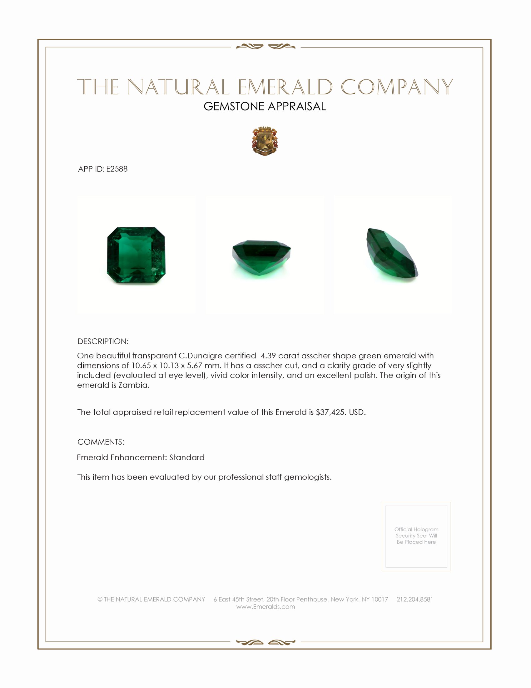 4.39 Ct. Emerald from Zambia