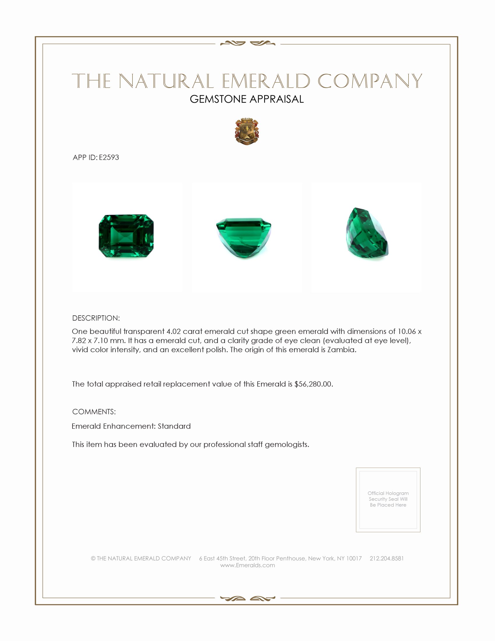 4.02 Ct. Emerald from Zambia