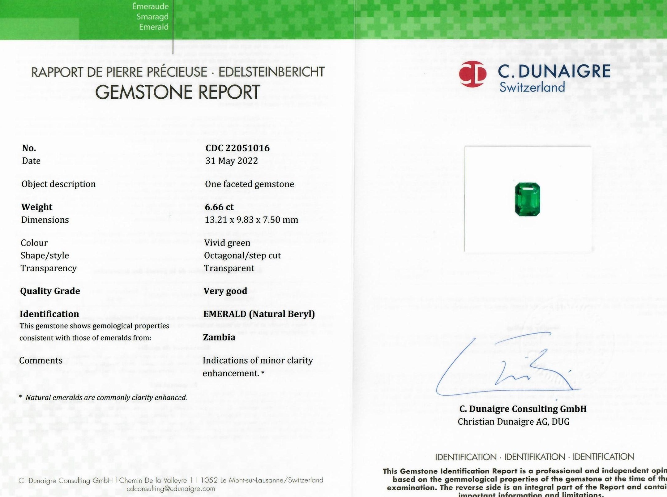 6.66 Ct. Emerald from Zambia