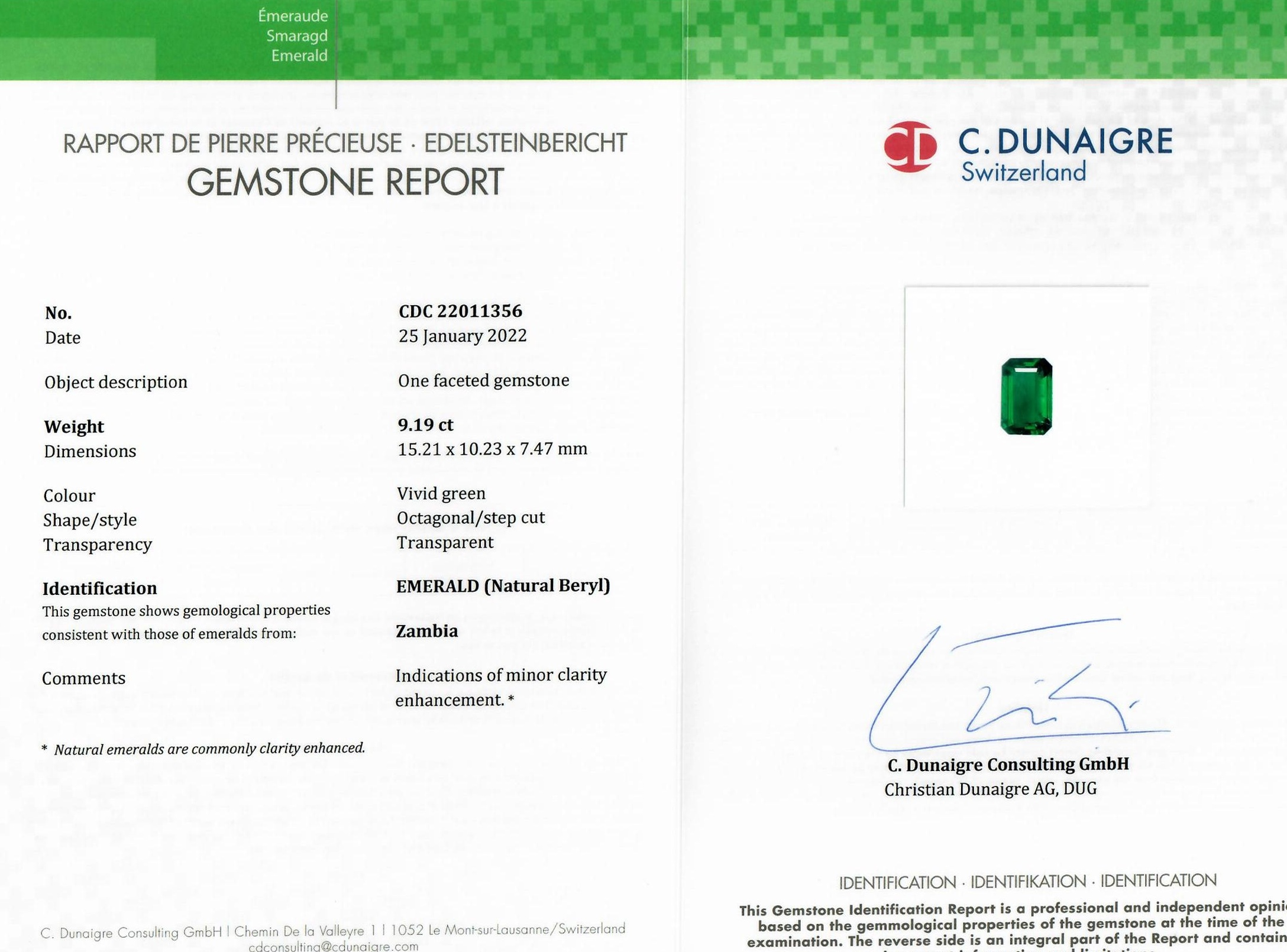 9.19 Ct. Emerald from Zambia