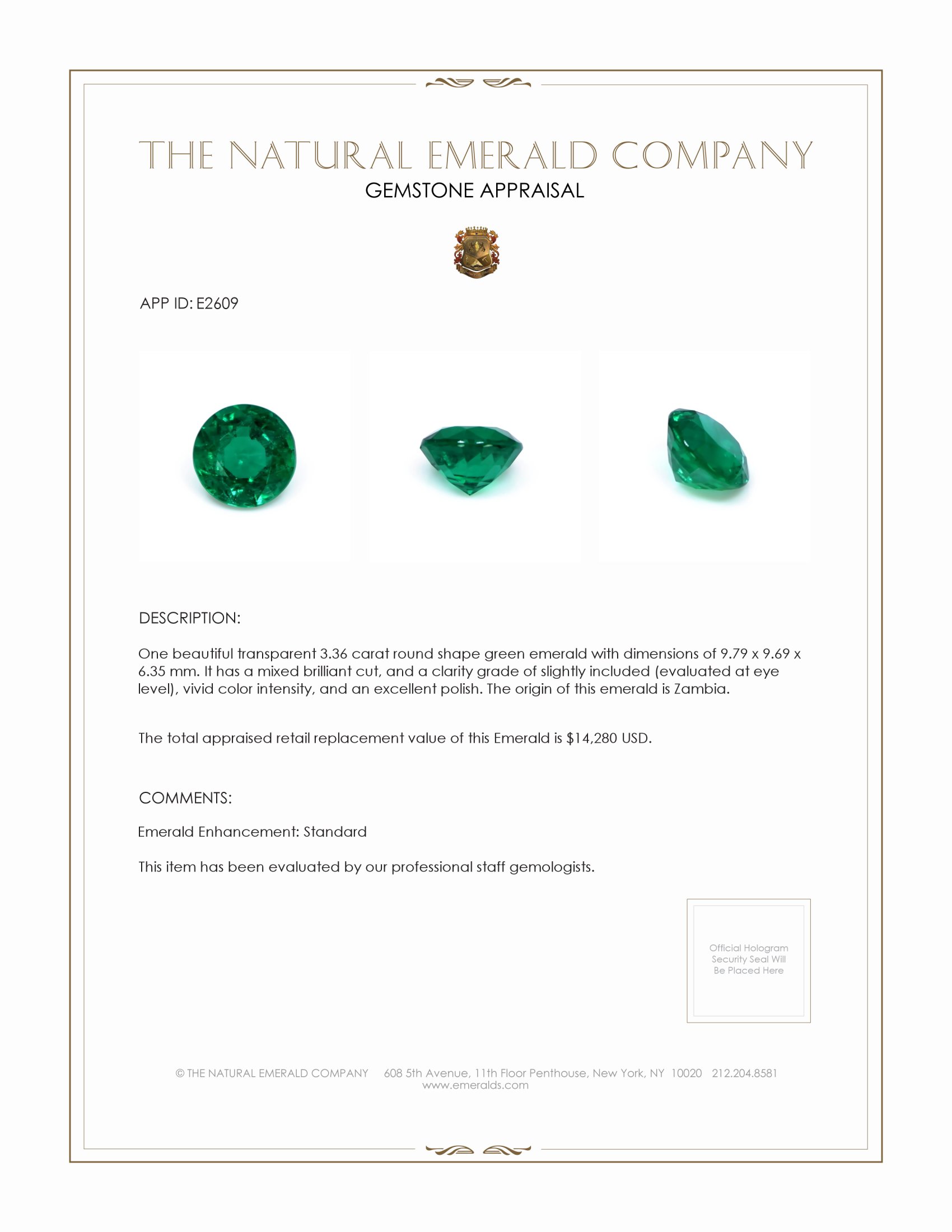 3.36 Ct. Emerald from Zambia