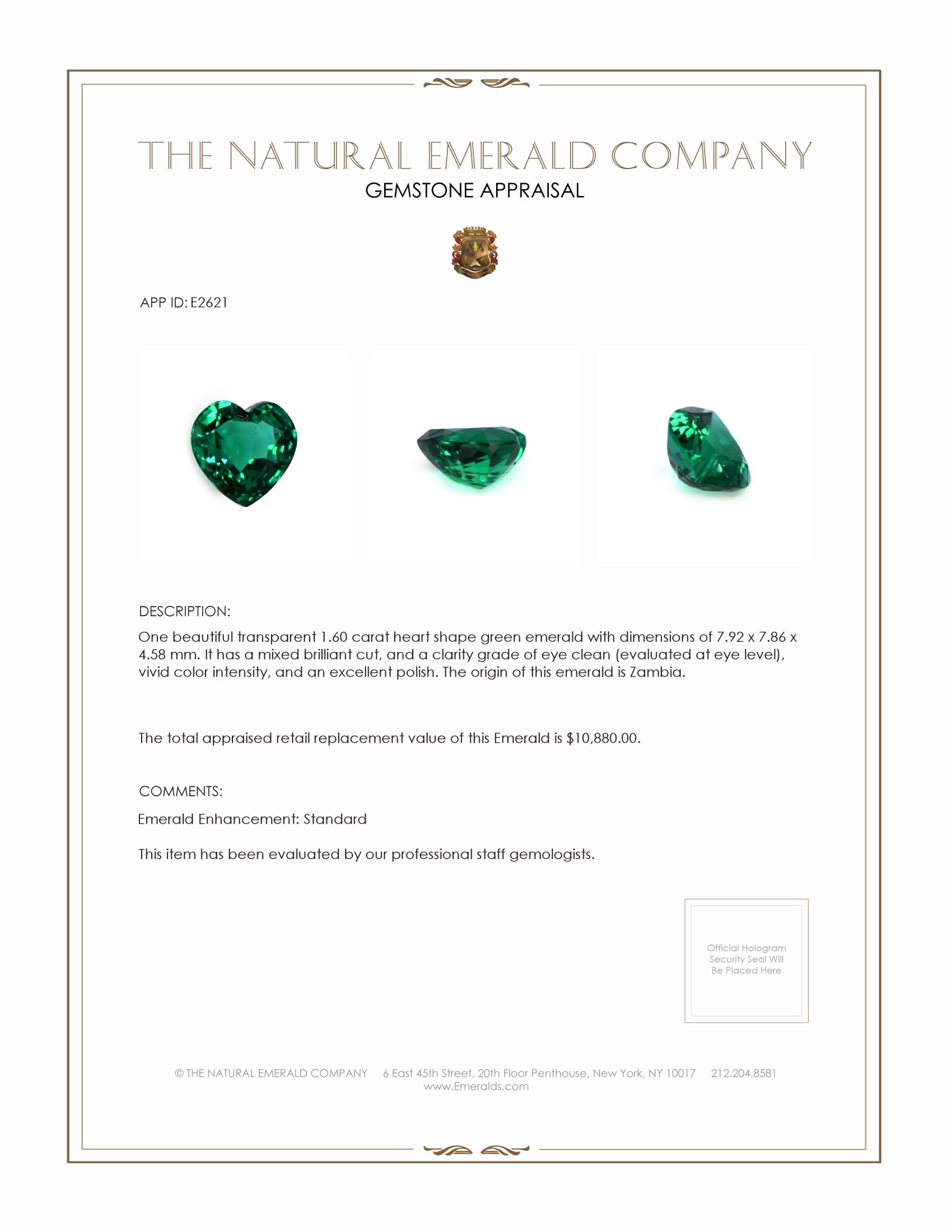 1.60 Ct. Emerald from Zambia