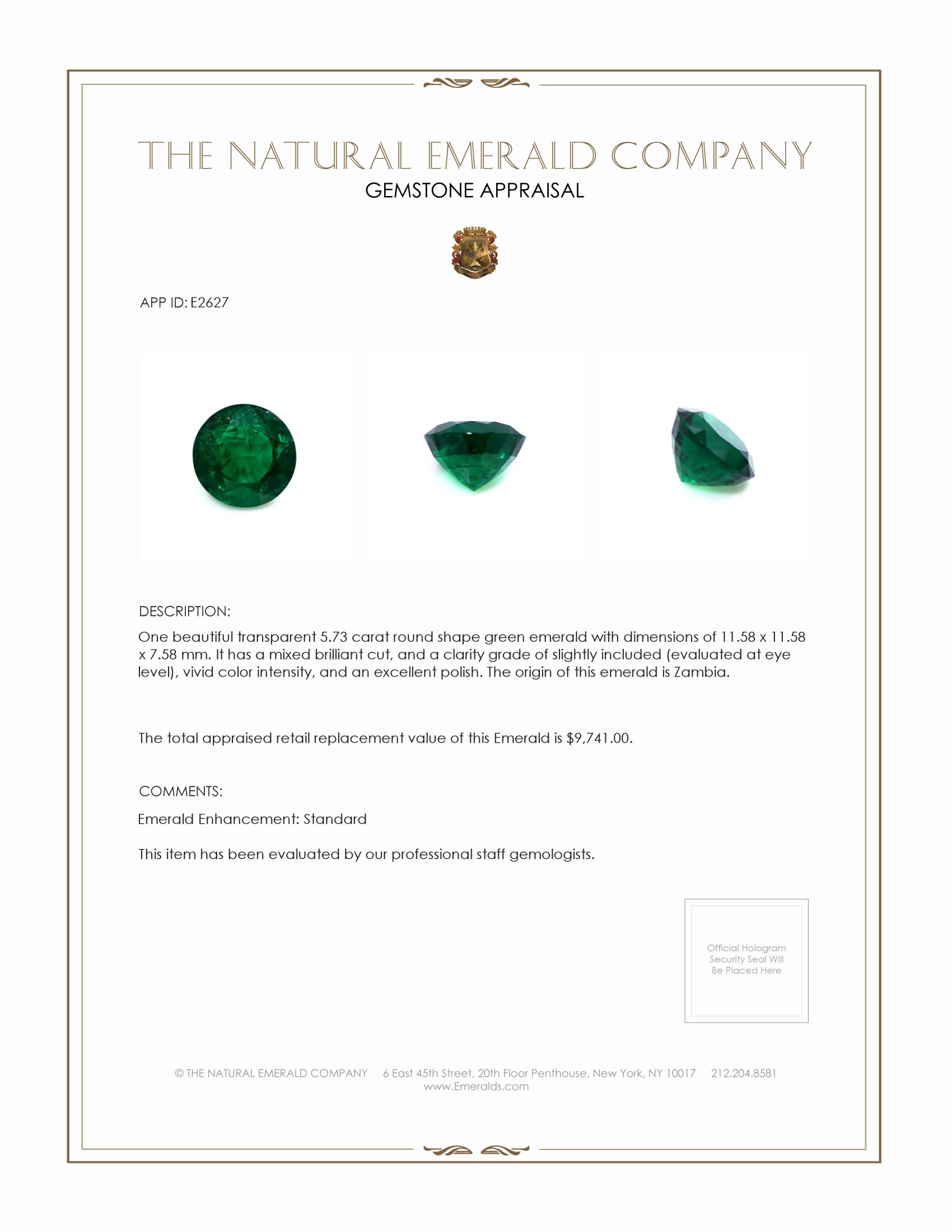 5.73 Ct. Emerald from Zambia