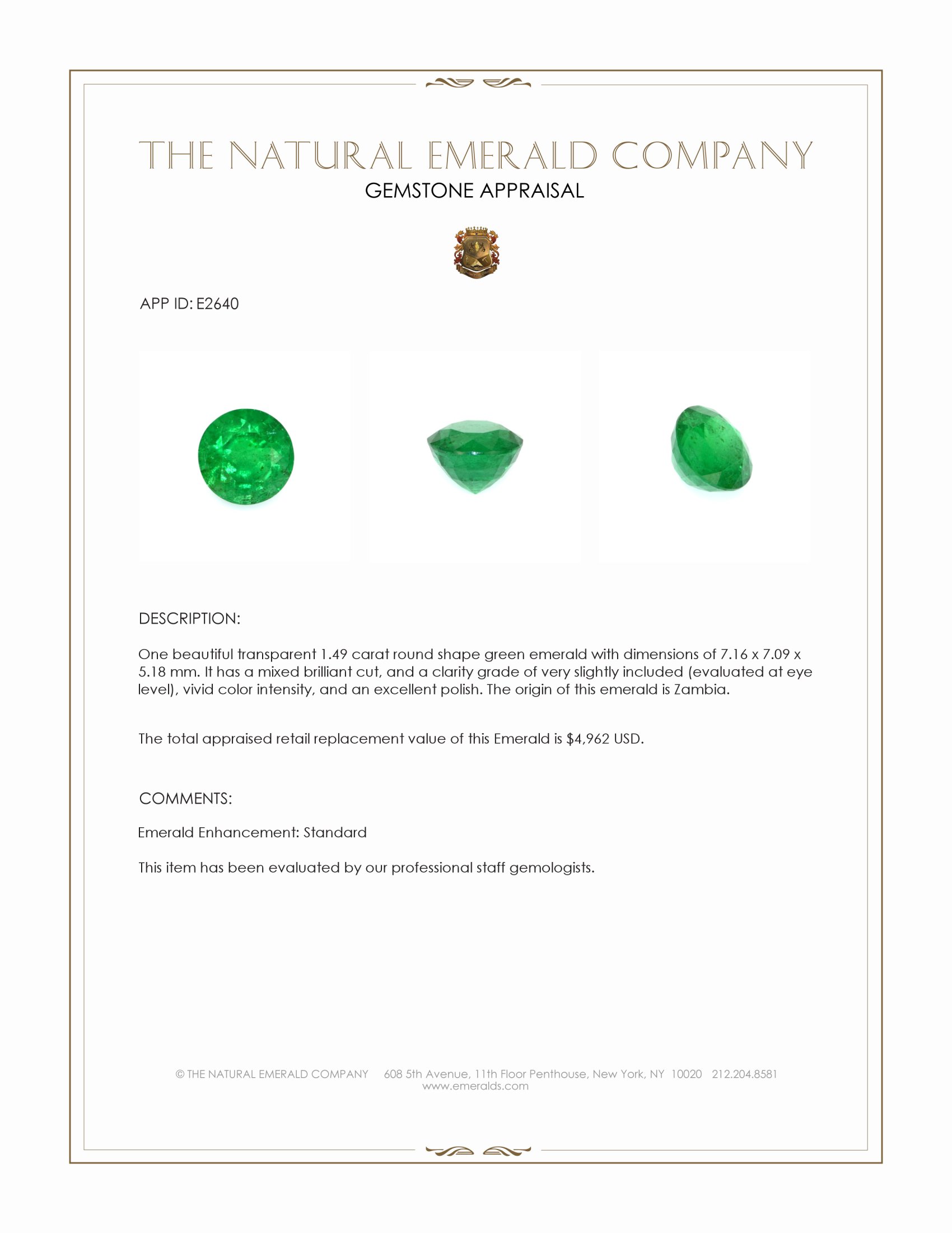 1.49 Ct. Emerald from Zambia