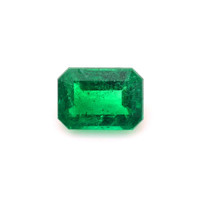 Antique Style Emerald Ring 0.91 Ct., 18K White Gold Combination Stone
