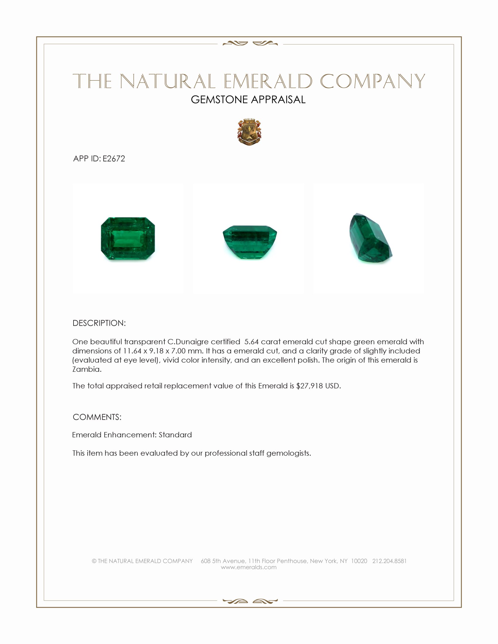 5.64 Ct. Emerald from Zambia