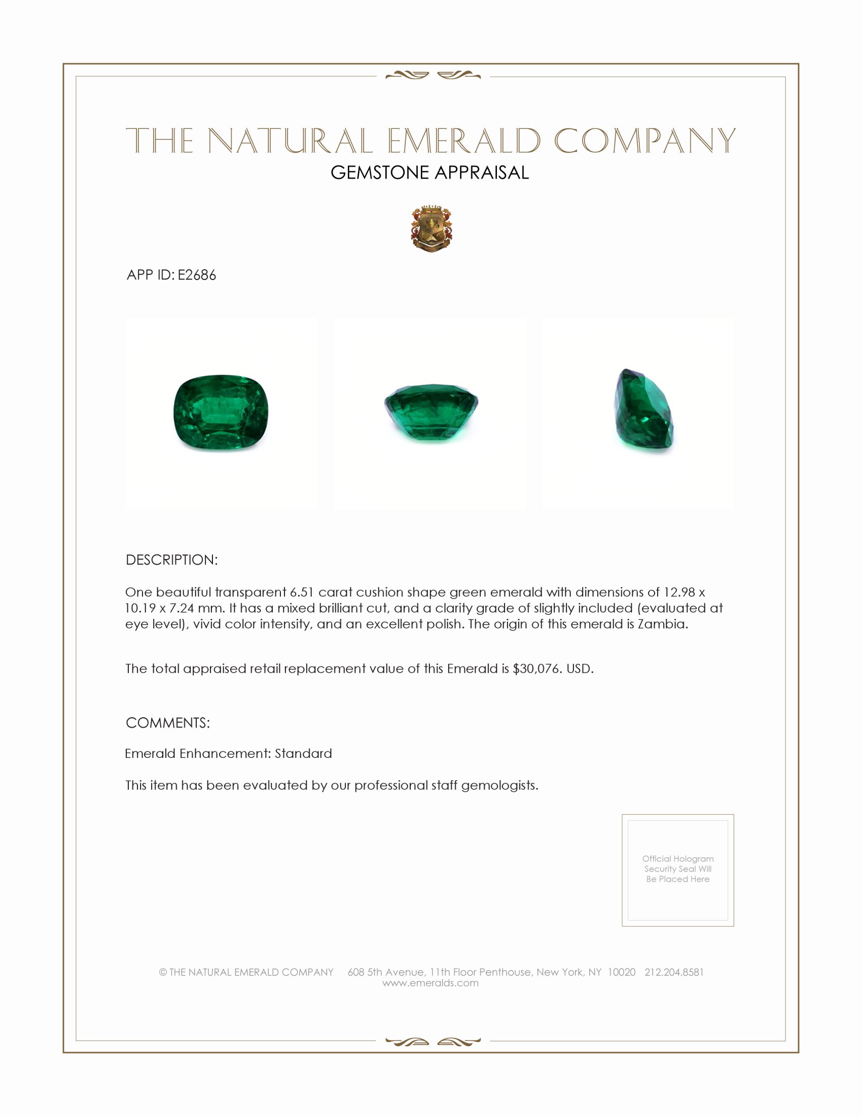 6.51 Ct. Emerald from Zambia