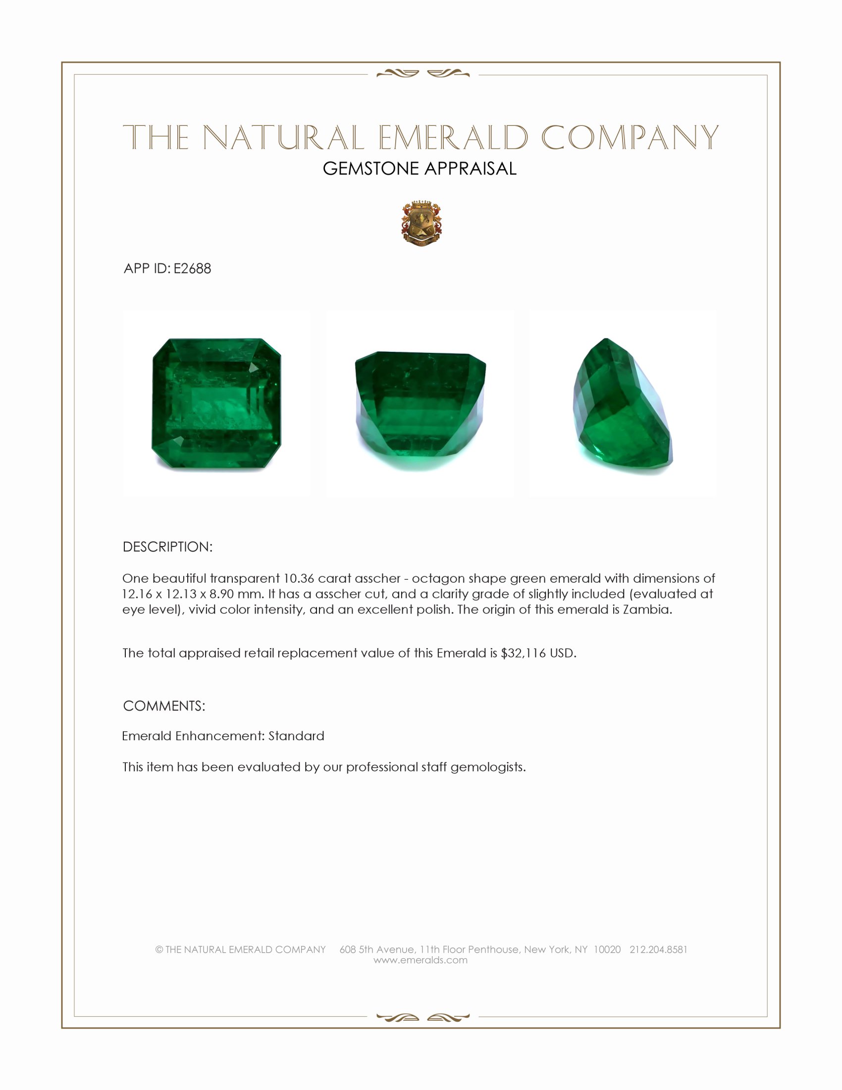 10.36 Ct. Emerald from Zambia