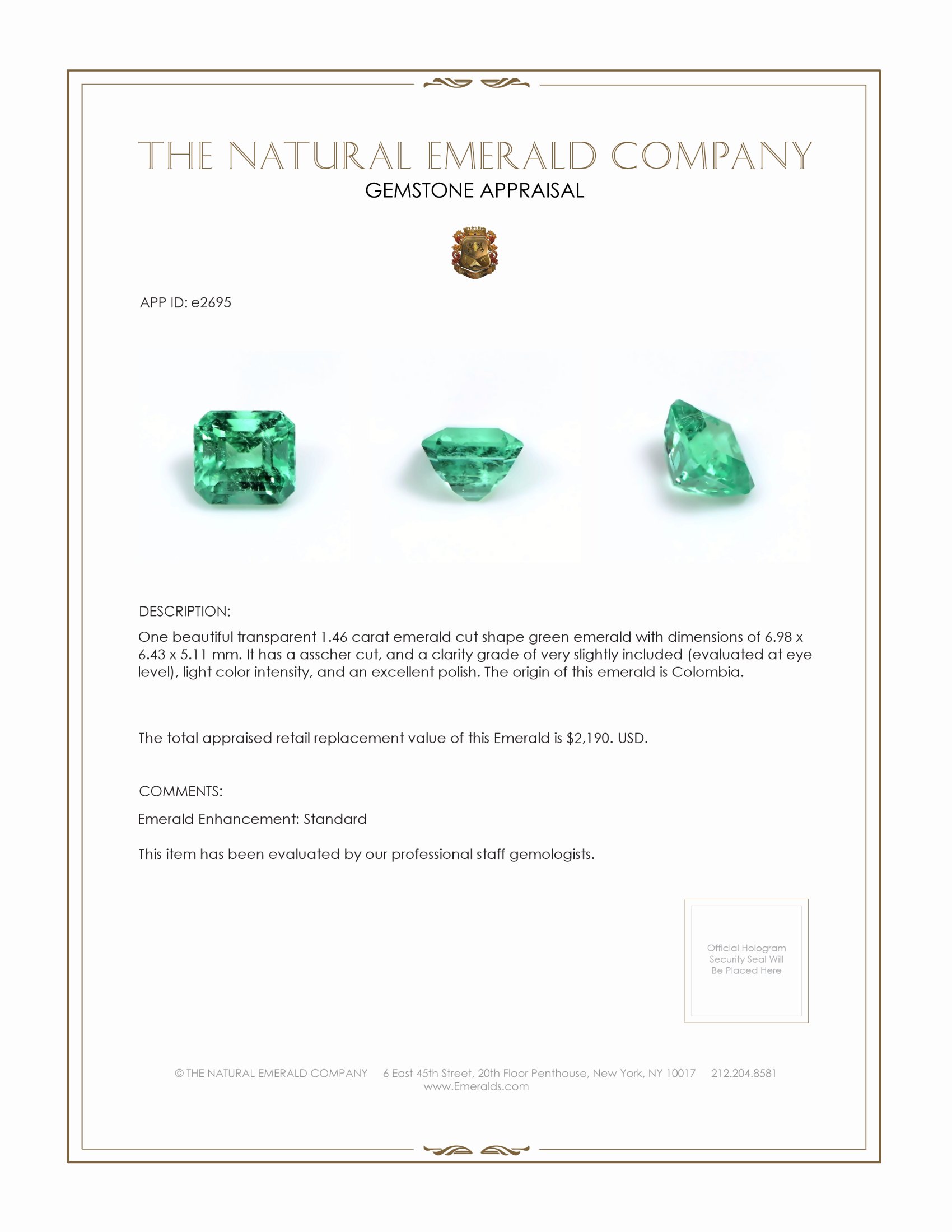 1.46 Ct. Emerald from Colombia