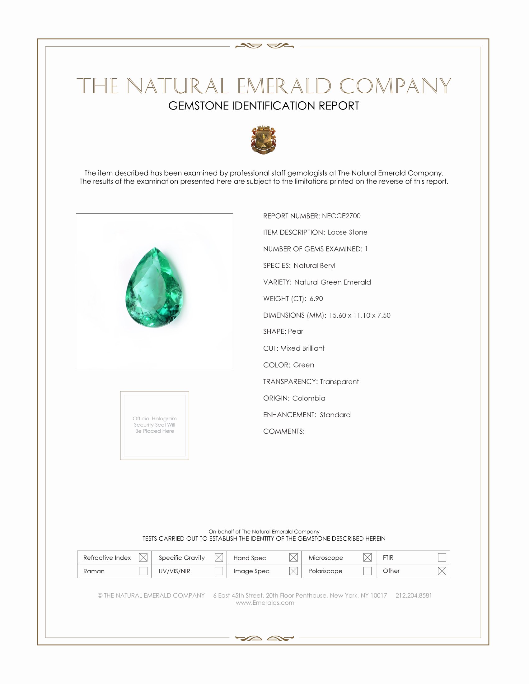 6.90 Ct. Emerald from Colombia