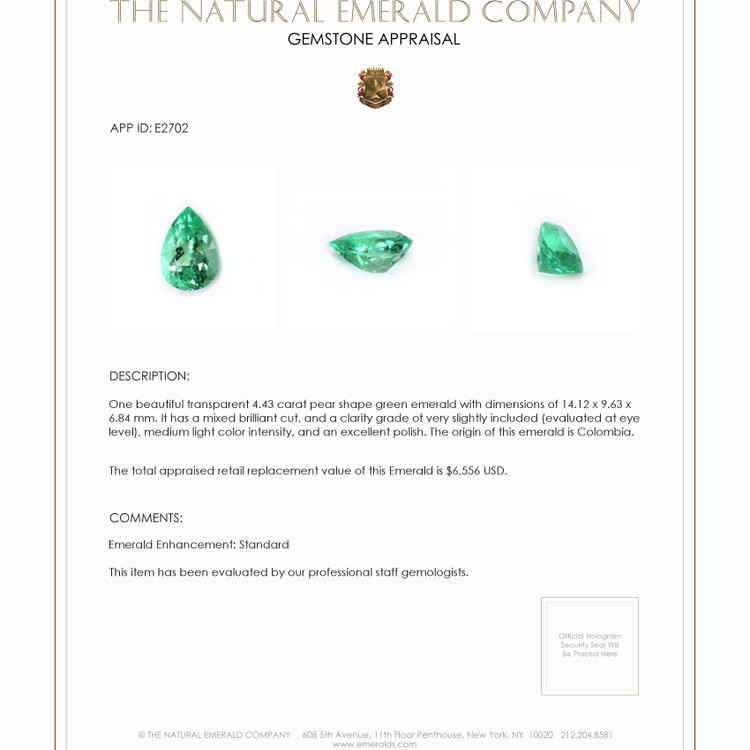 4.43 Ct. Emerald from Colombia