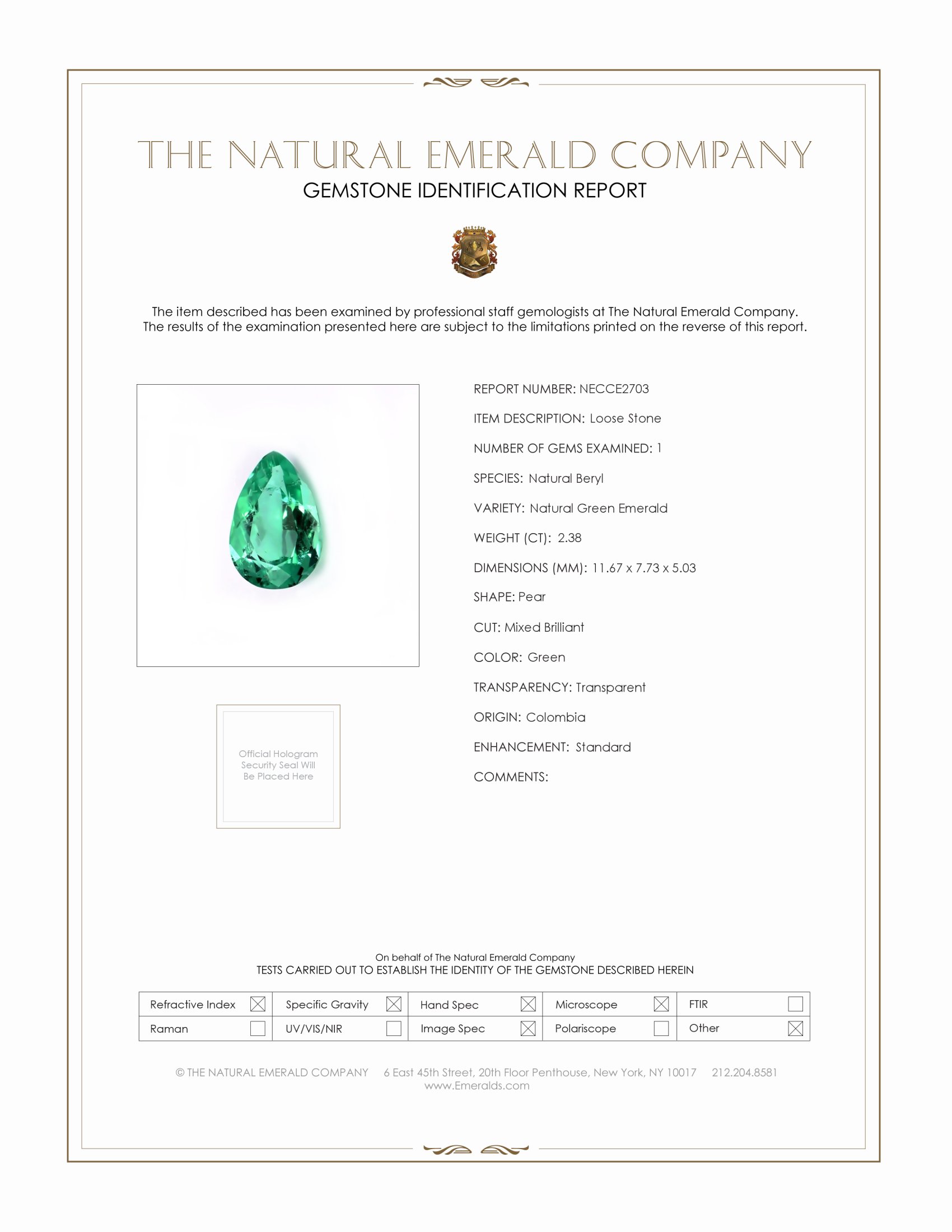 2.38 Ct. Emerald from Colombia