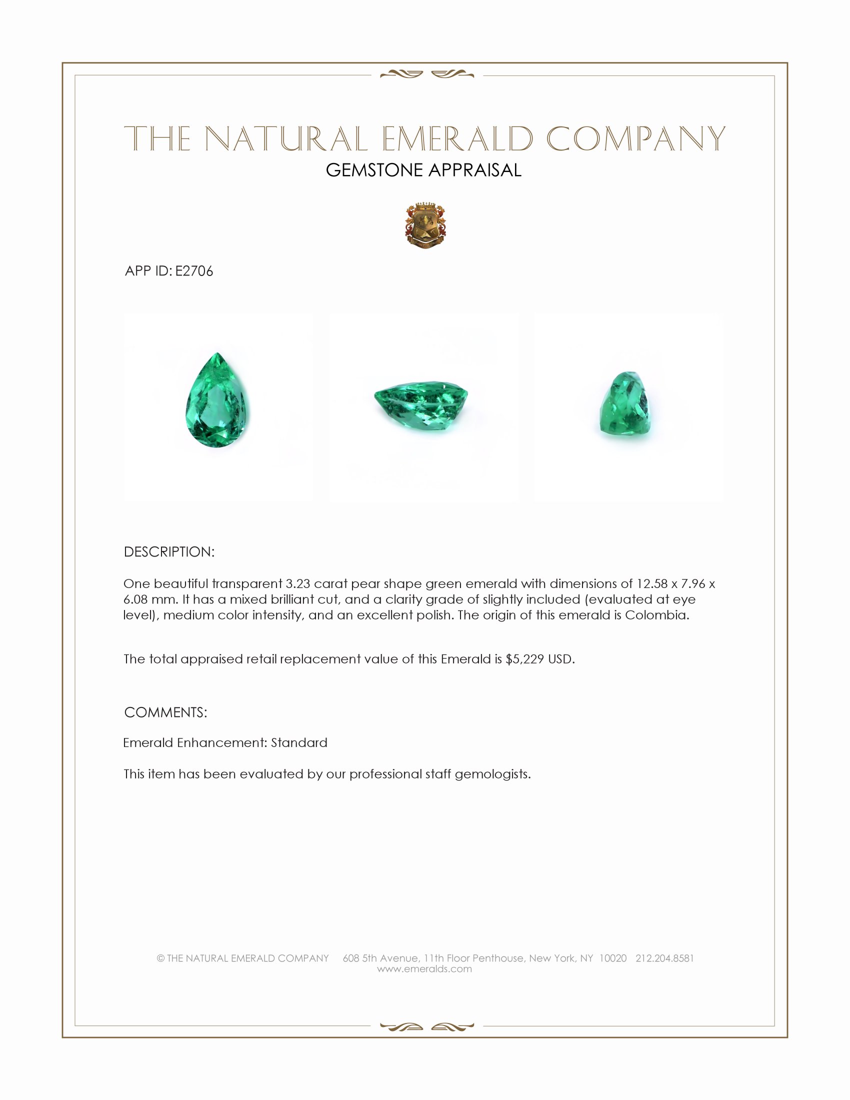 3.23 Ct. Emerald from Colombia