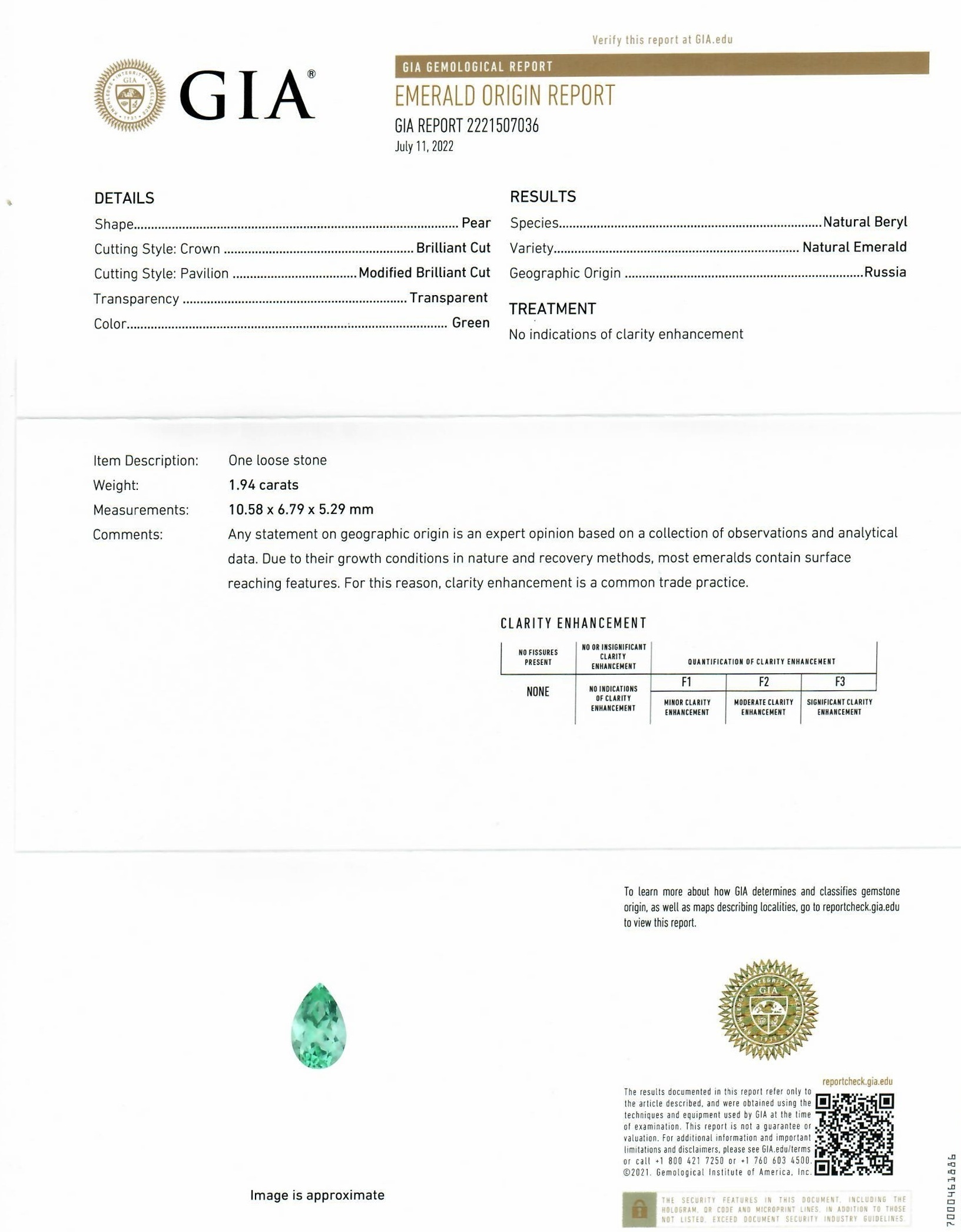1.94 Ct. Emerald from Russia