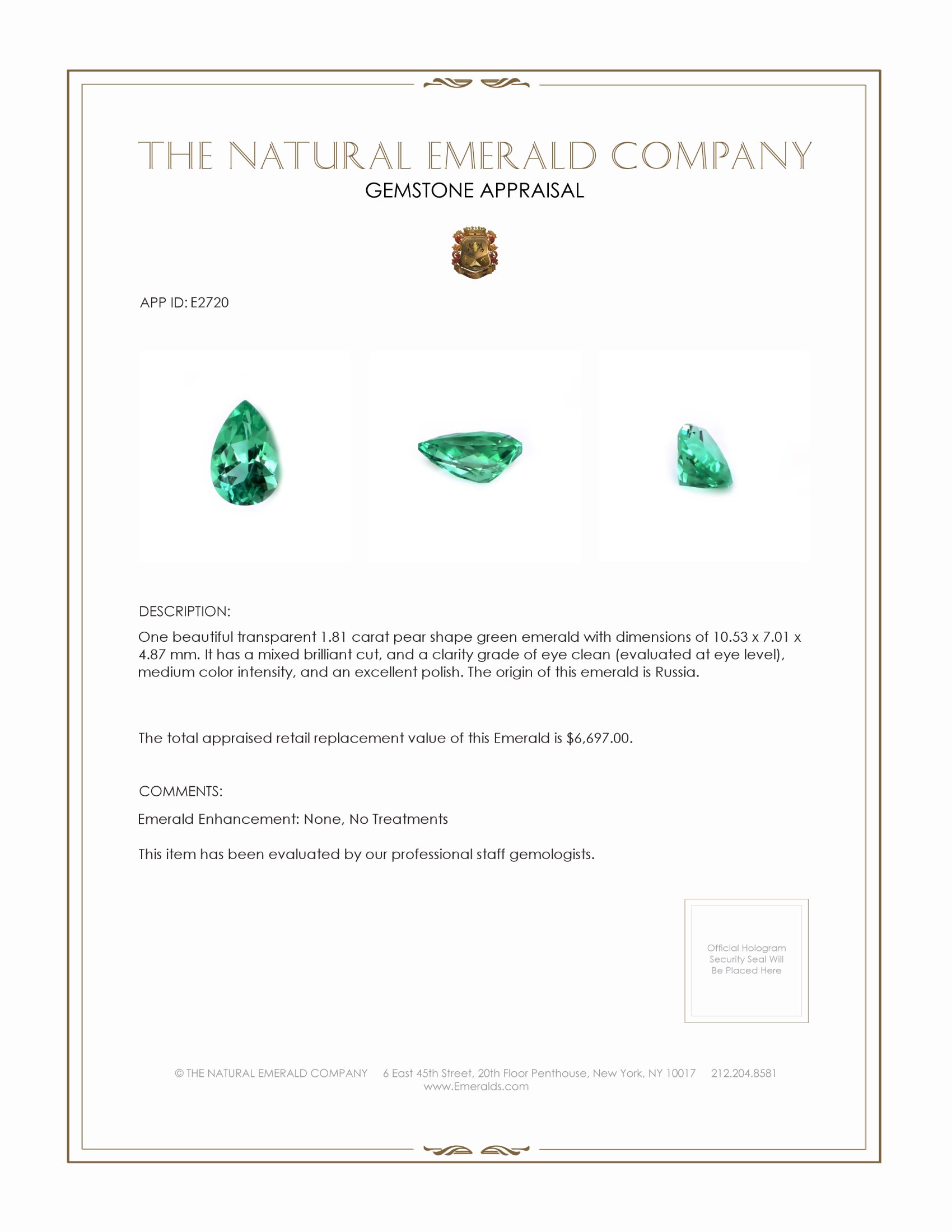 1.81 Ct. Emerald from Russia