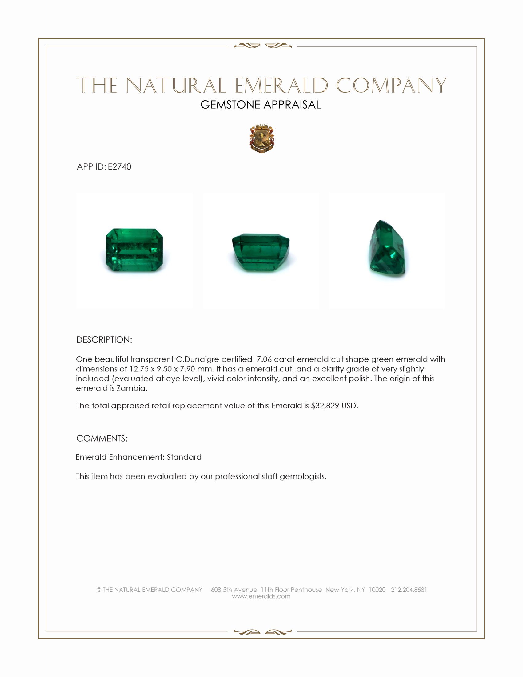 7.06 Ct. Emerald from Zambia