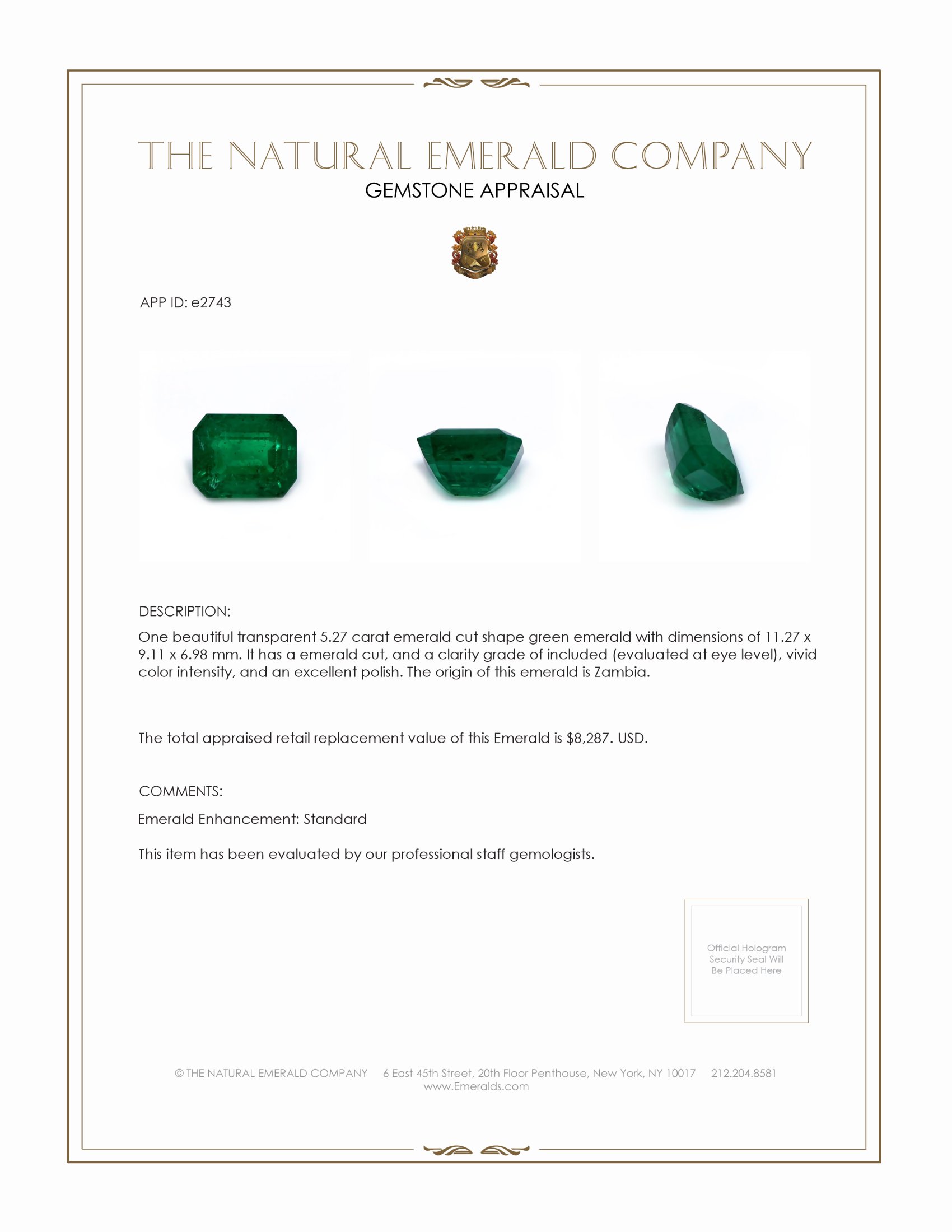 5.27 Ct. Emerald from Zambia