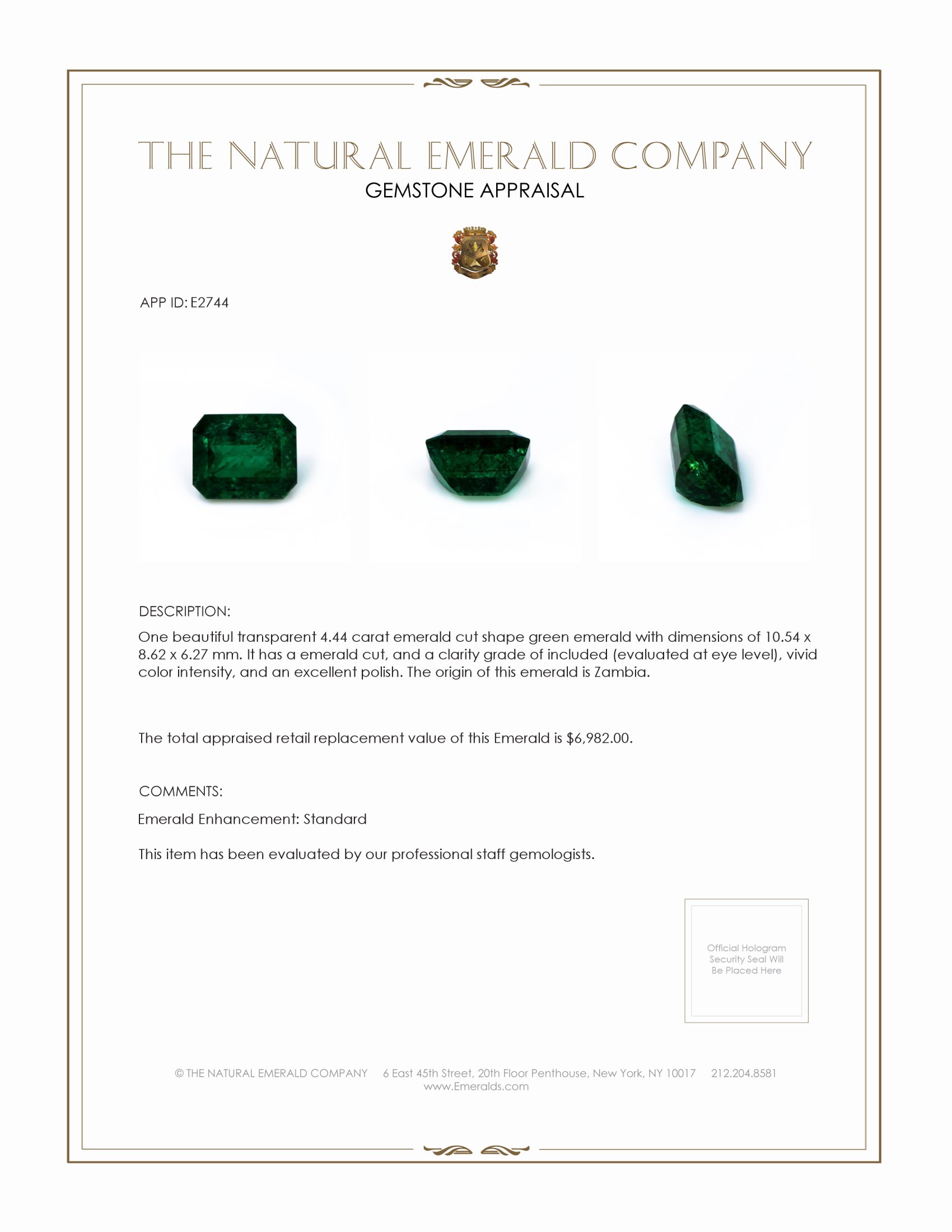 4.44 Ct. Emerald from Zambia