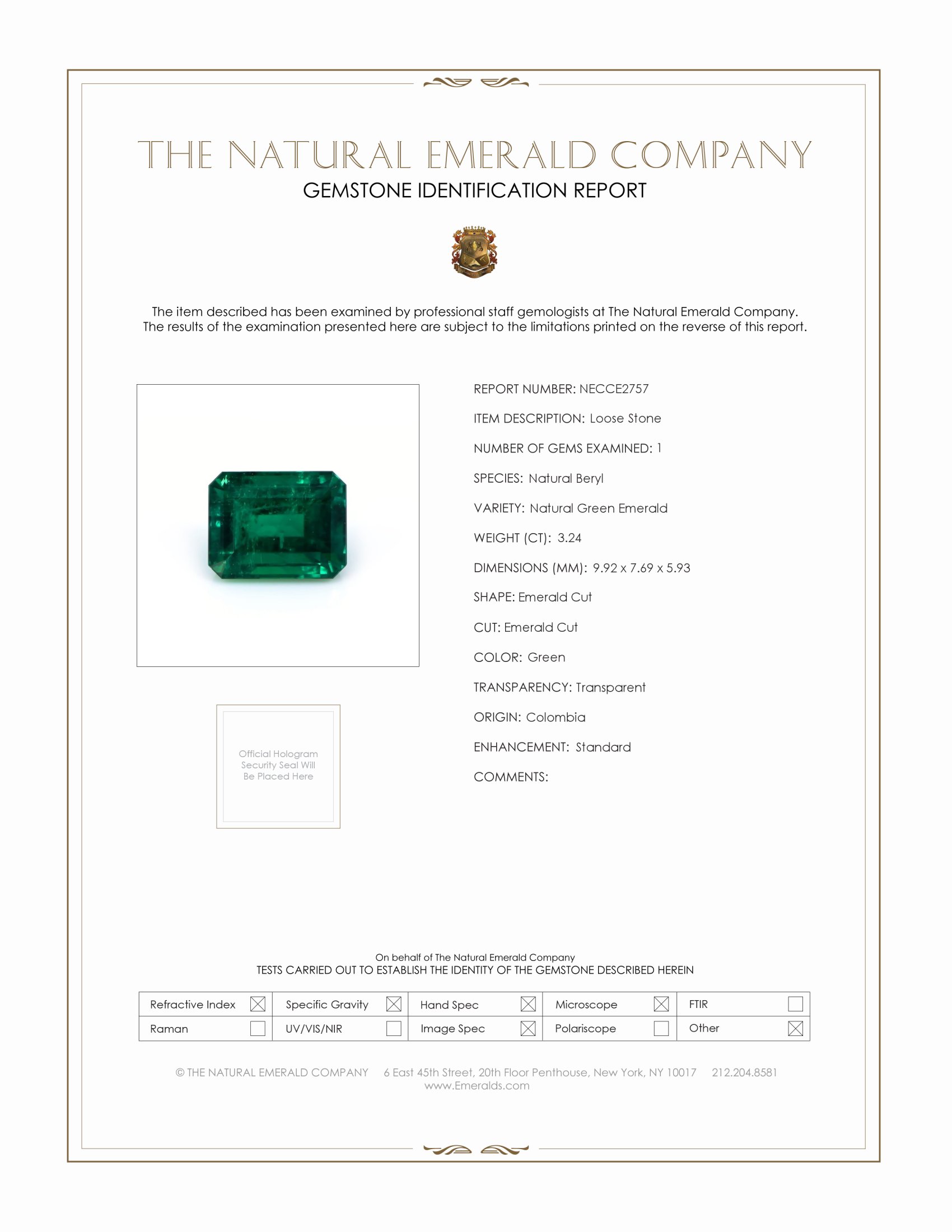 3.24 Ct. Emerald from Colombia