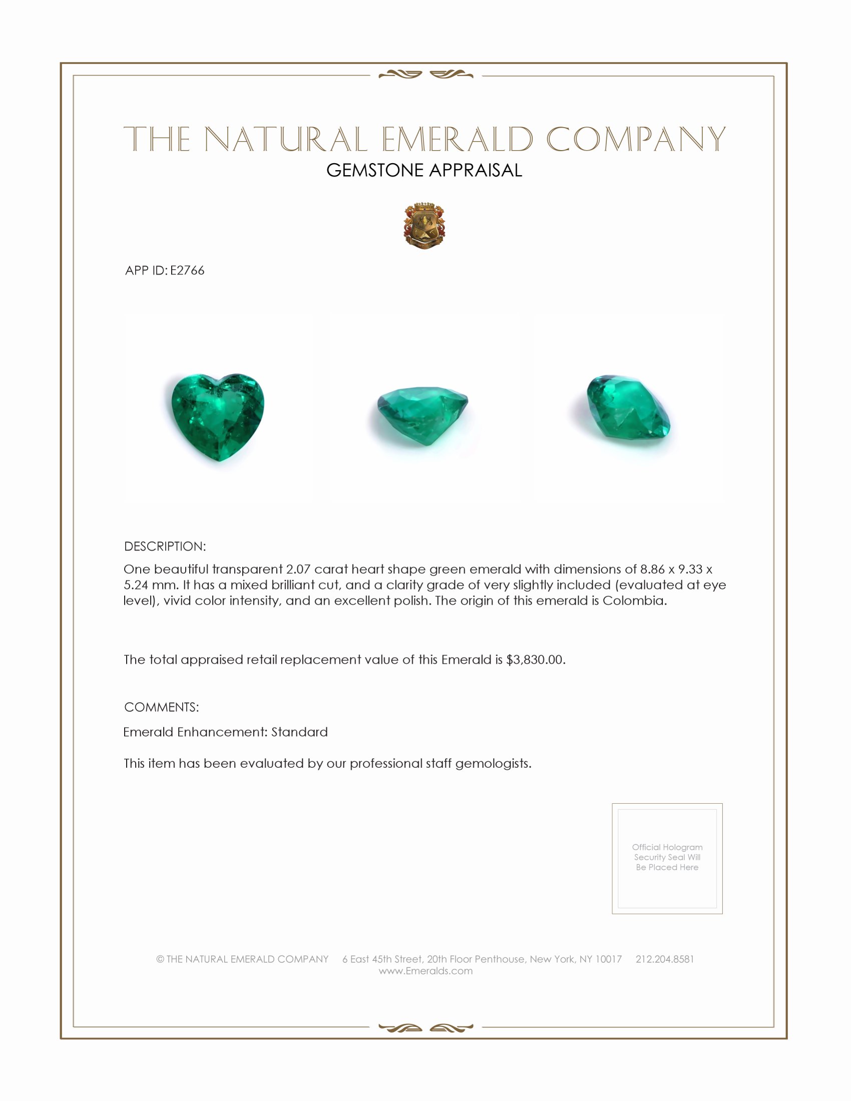 2.07 Ct. Emerald from Colombia