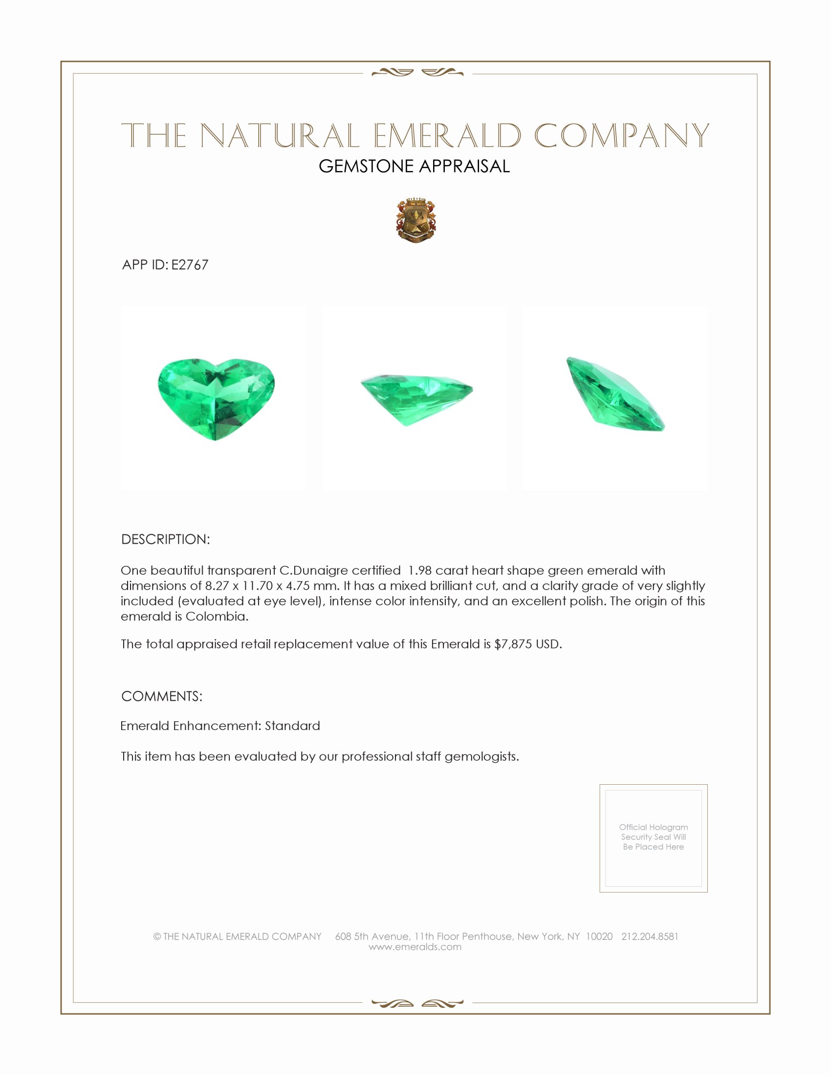 1.98 Ct. Emerald from Colombia
