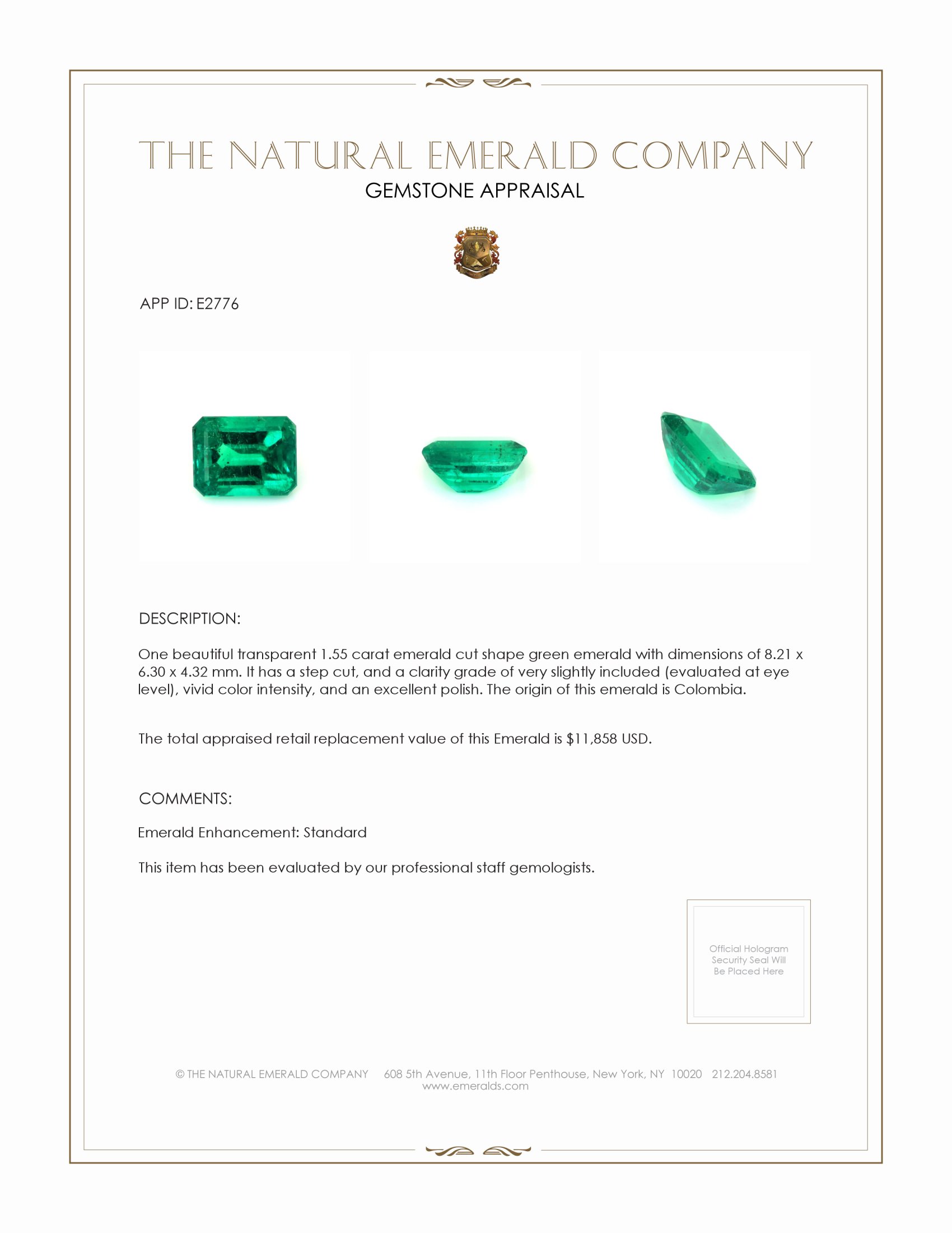 1.55 Ct. Emerald from Colombia
