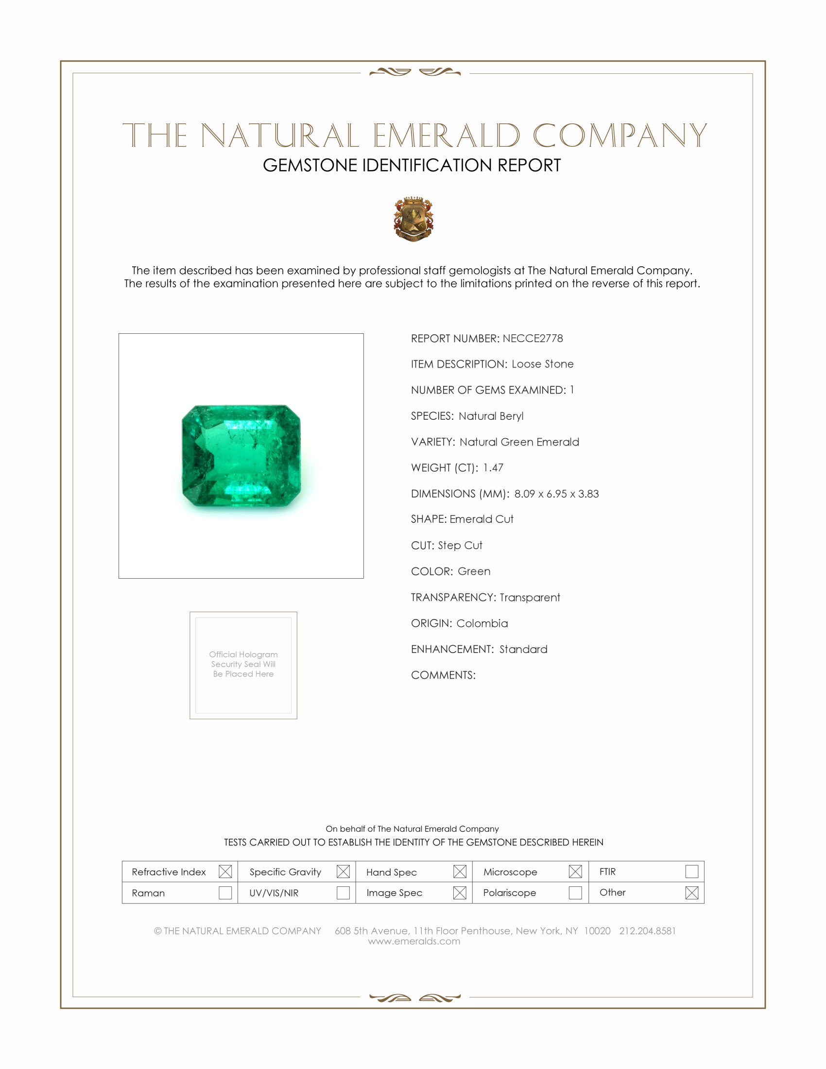 1.47 Ct. Emerald from Colombia