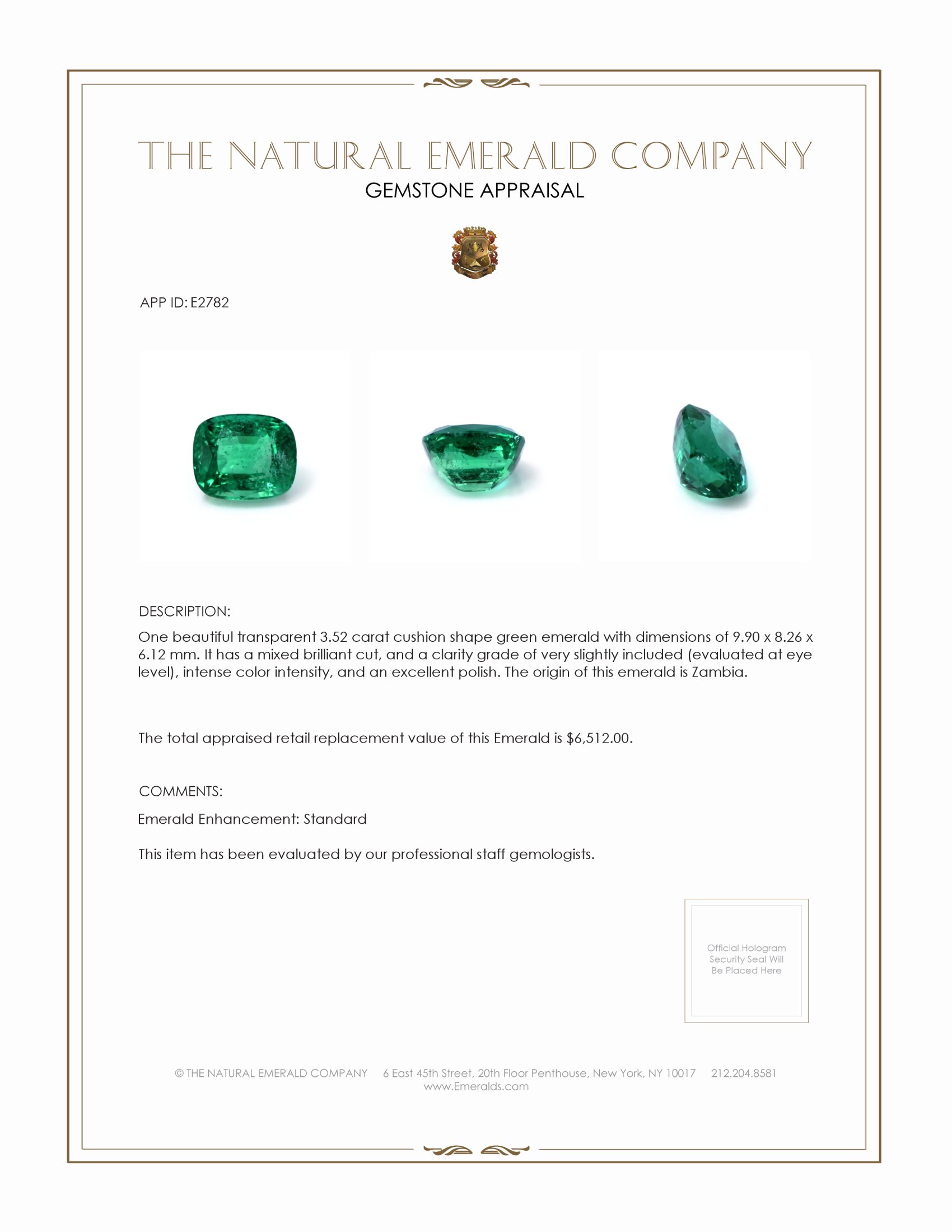 3.52 Ct. Emerald from Zambia