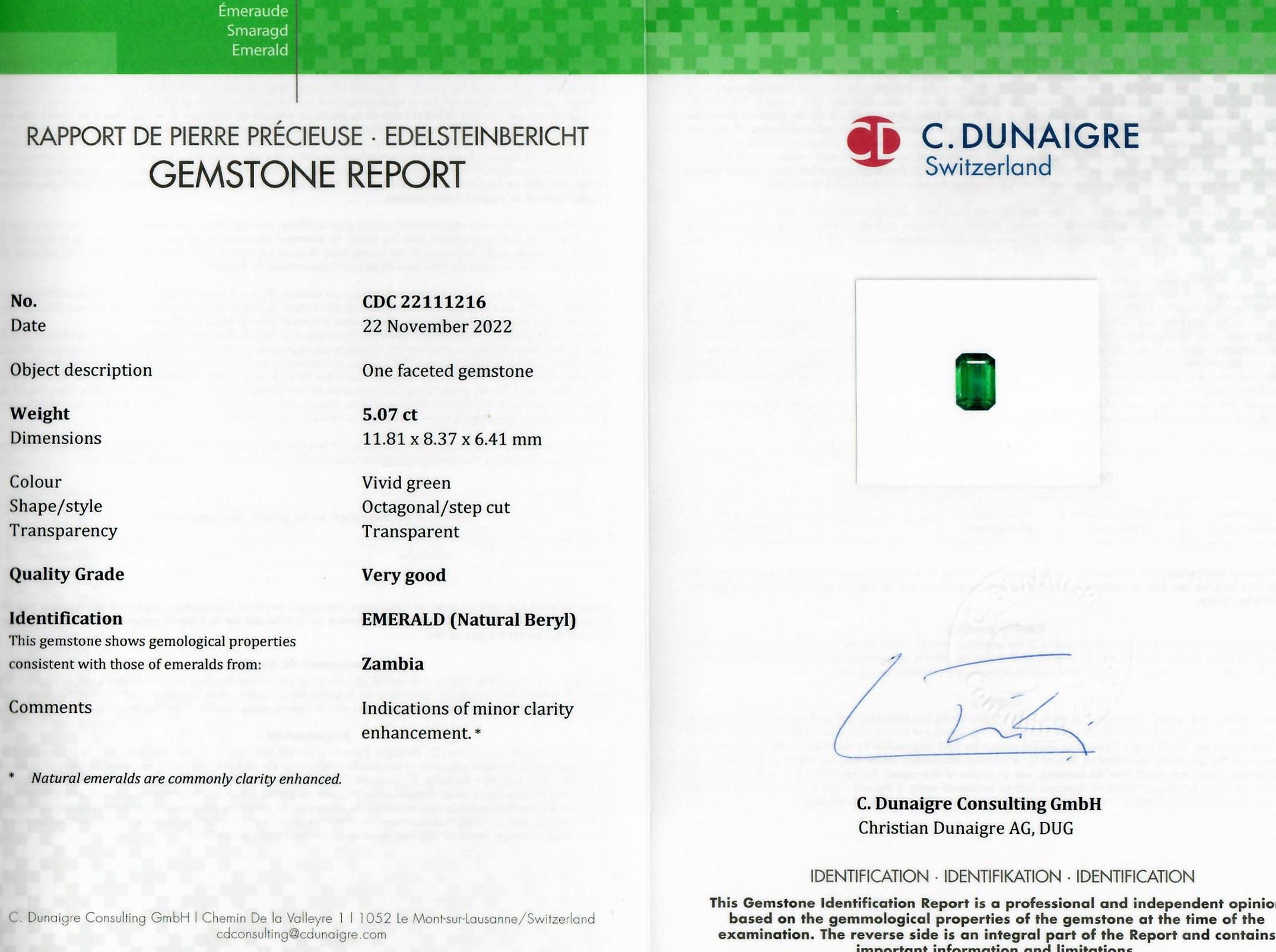 5.07 Ct. Emerald from Zambia