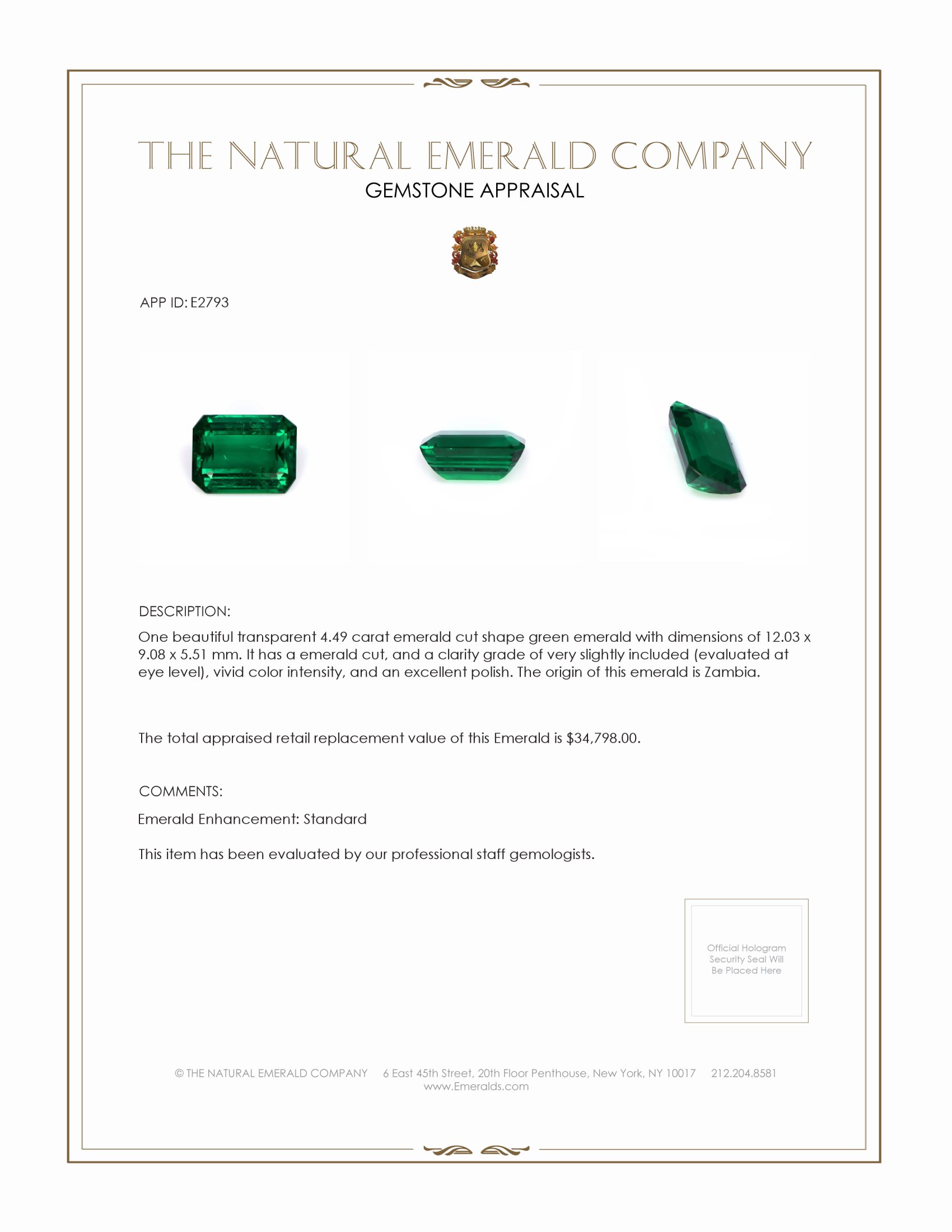 4.49 Ct. Emerald from Zambia