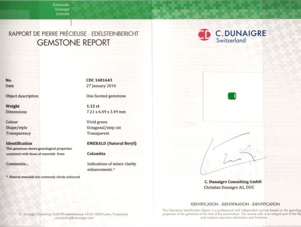 1.12 Ct. Emerald from Colombia