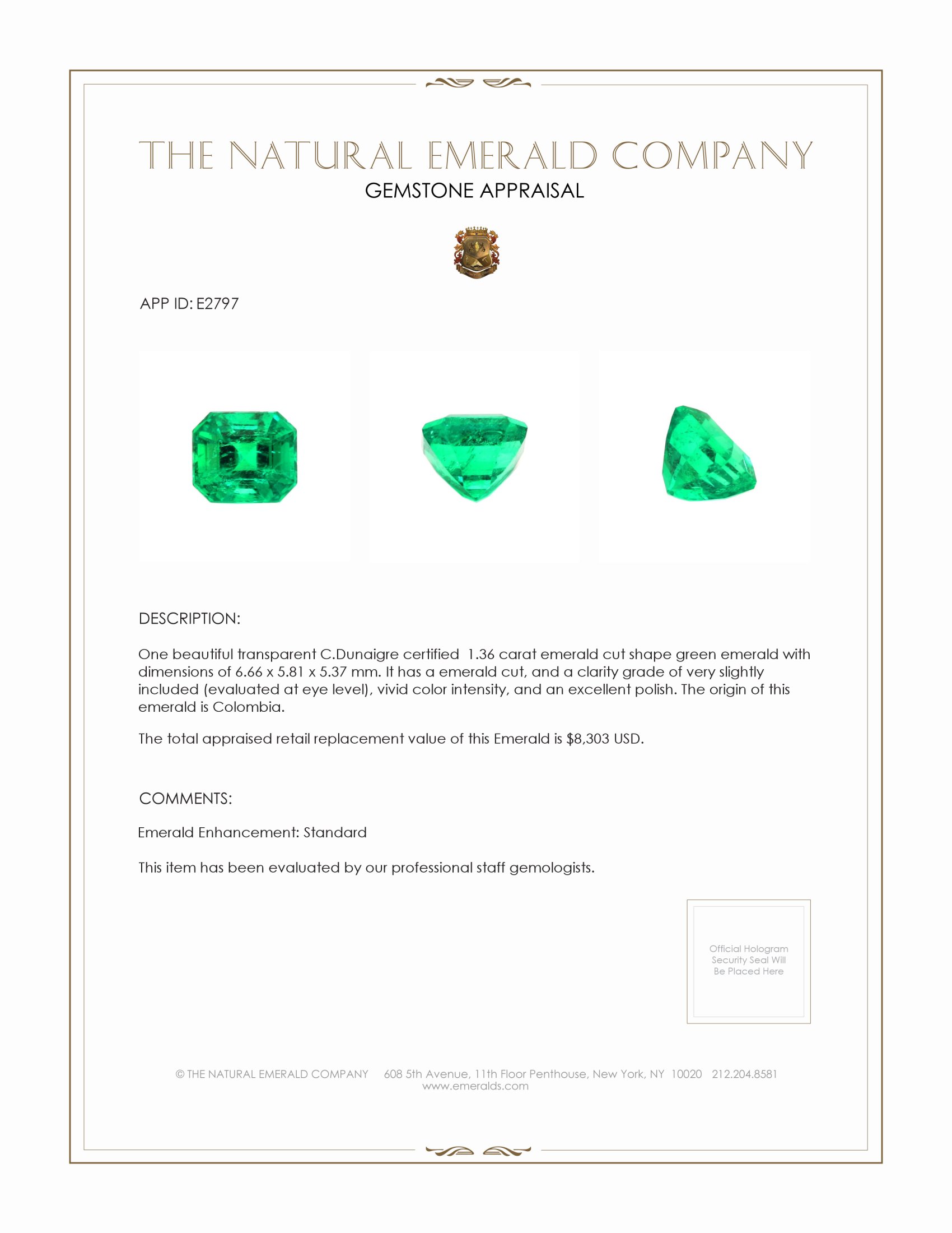 1.36 Ct. Emerald from Colombia