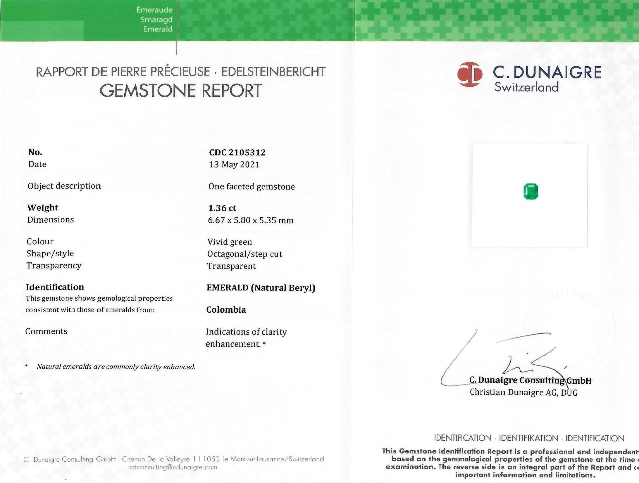 1.36 Ct. Emerald from Colombia