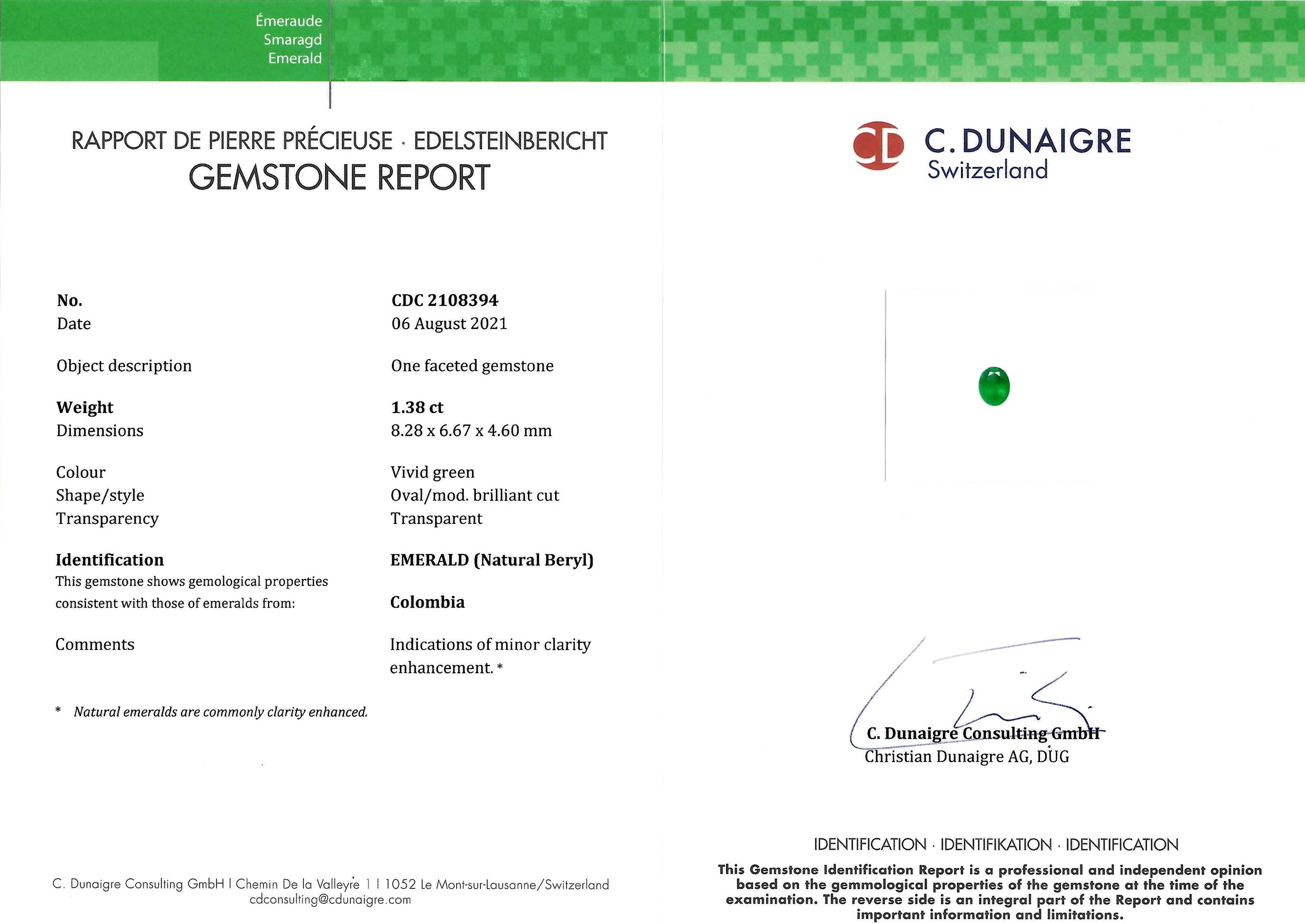 1.38 Ct. Emerald from Colombia