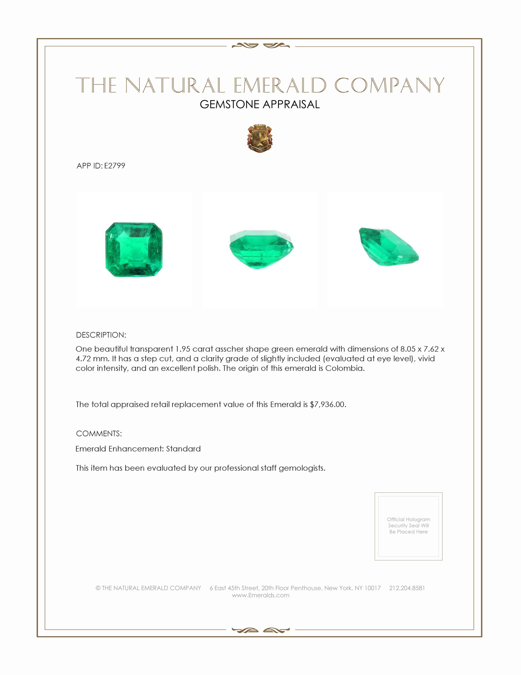 1.95 Ct. Emerald from Colombia