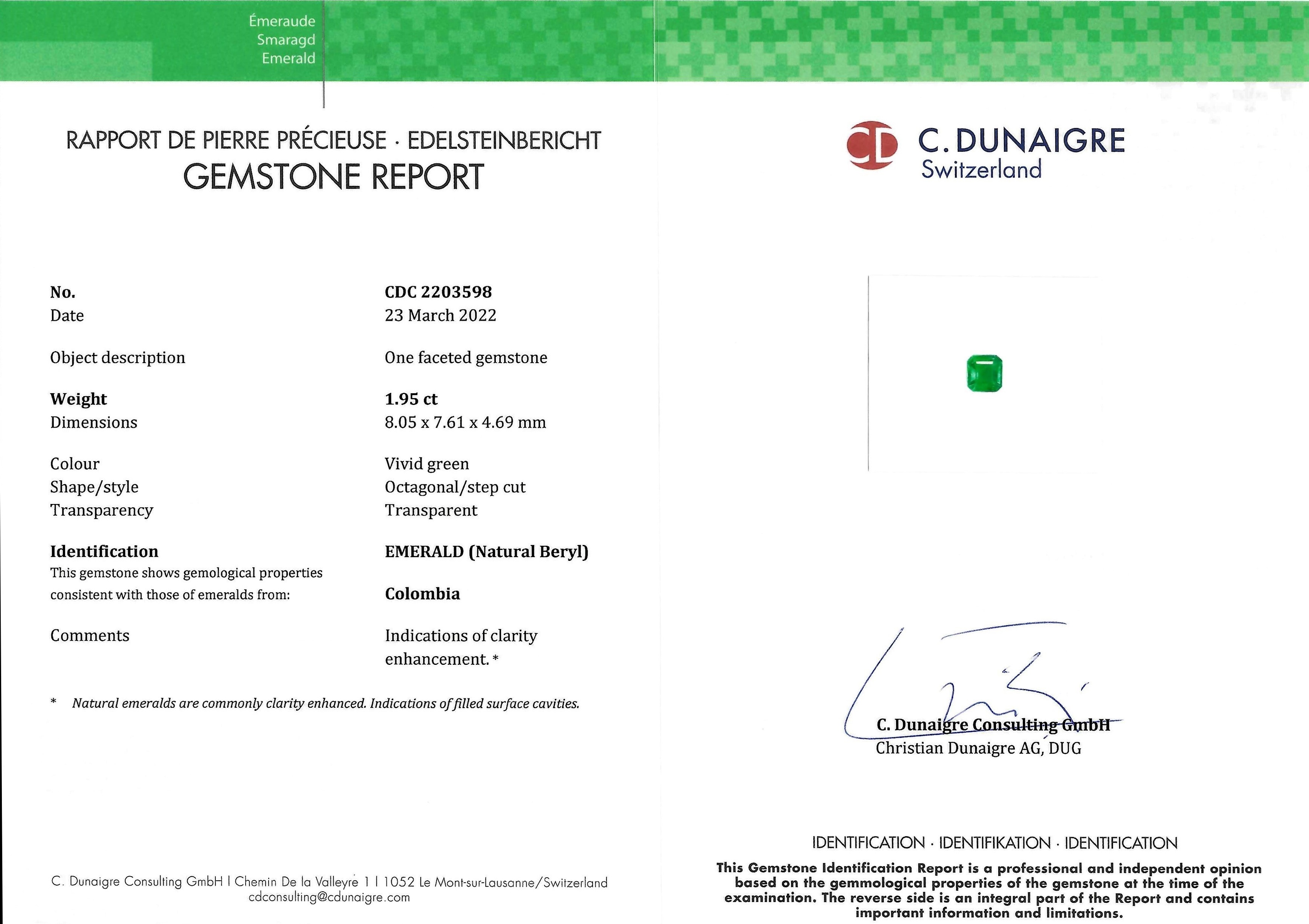 1.95 Ct. Emerald from Colombia