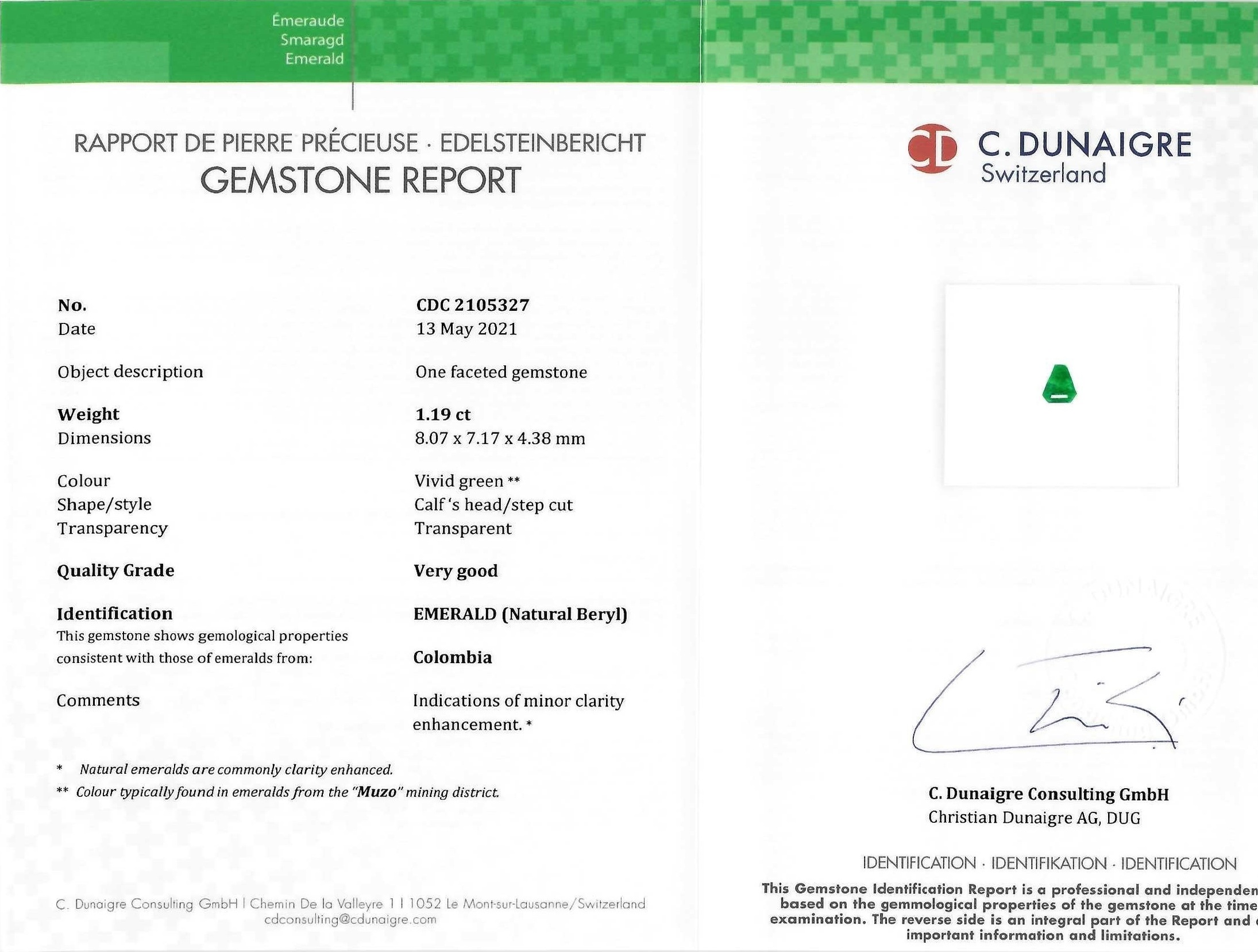 1.19 Ct. Emerald from Colombia