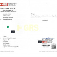 1.40 Ct. Emerald from Colombia Scan Report