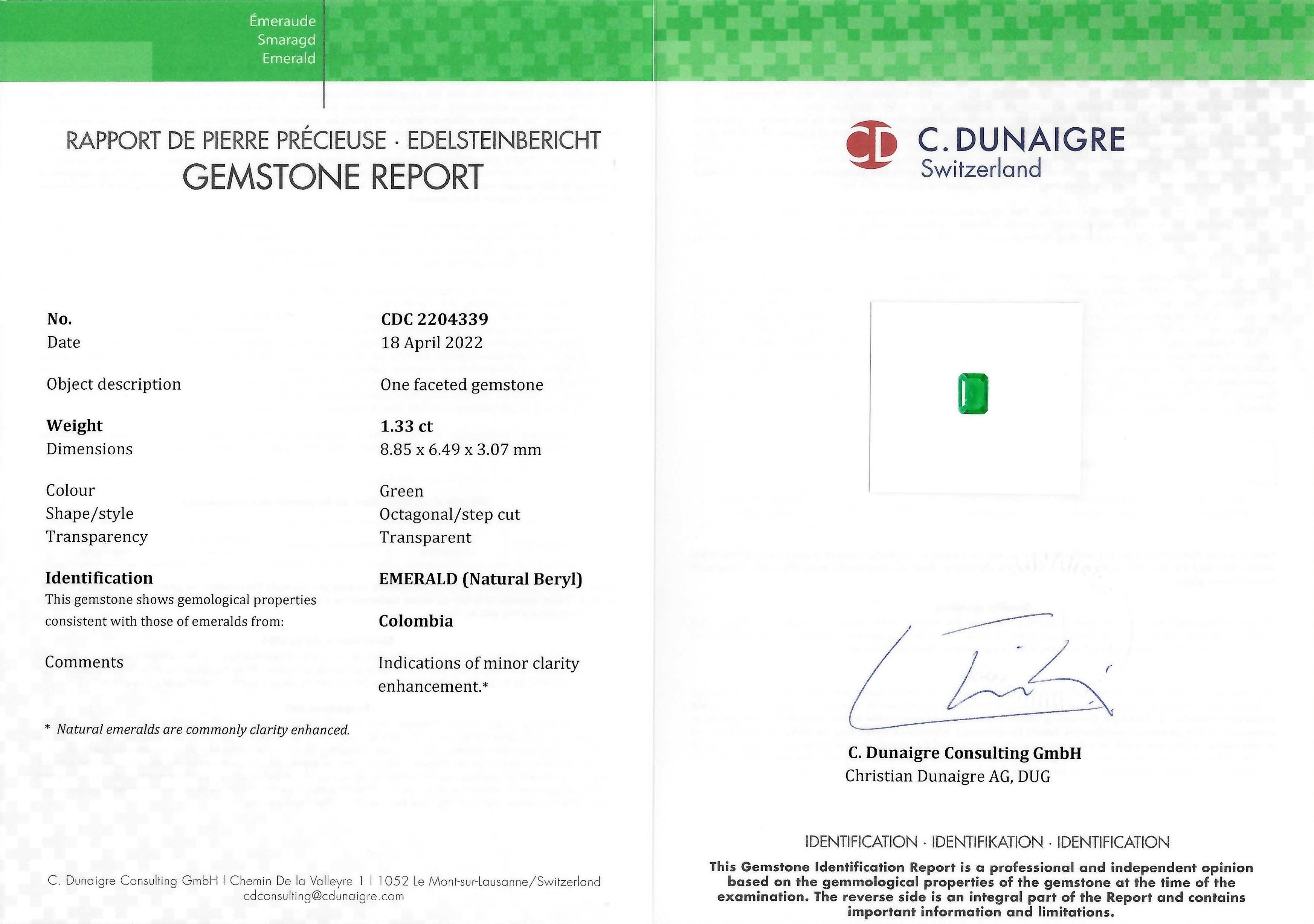 1.33 Ct. Emerald from Colombia