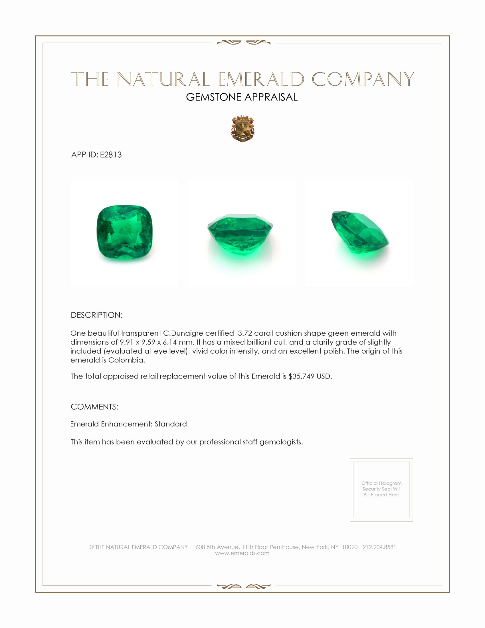 3.72 Ct. Emerald from Colombia