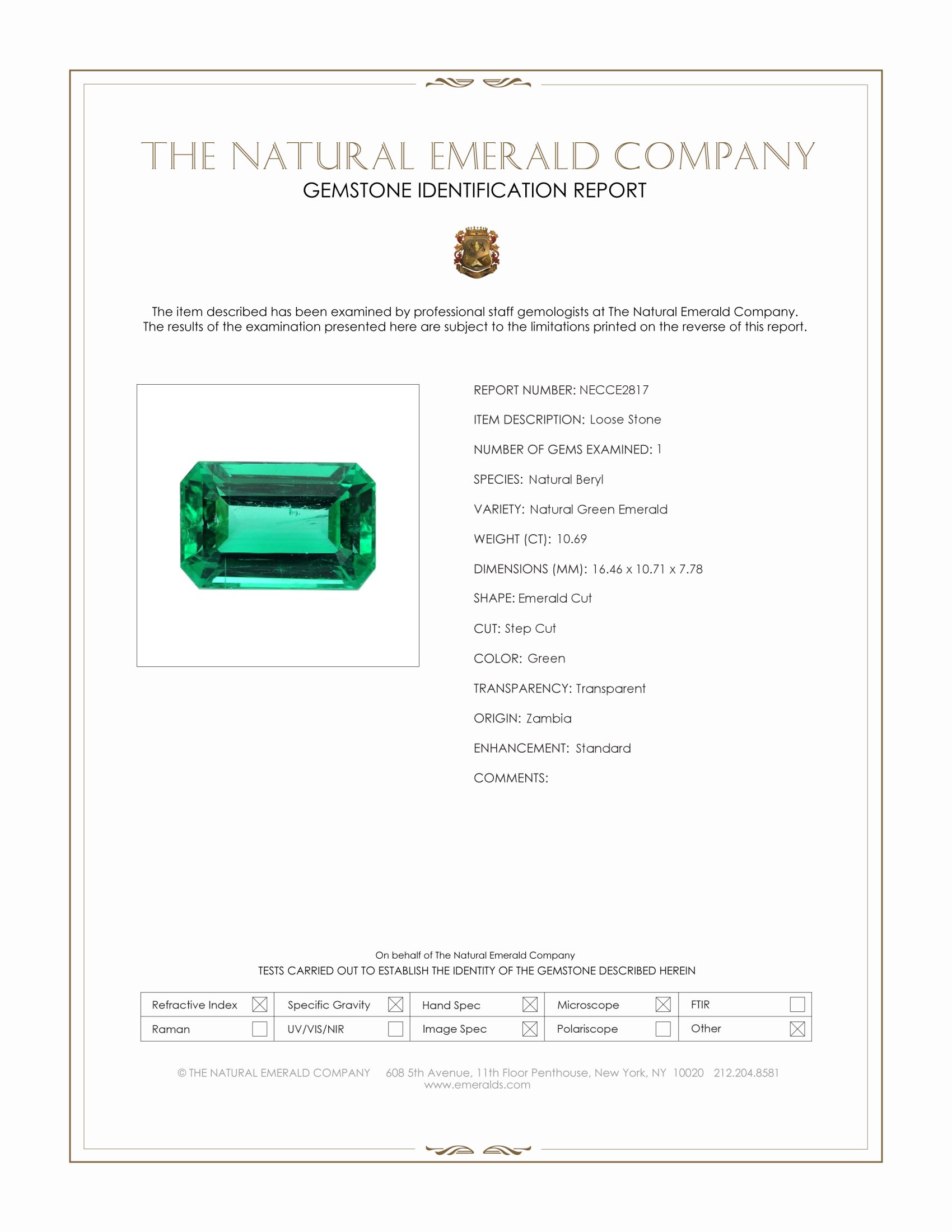 10.69 Ct. Emerald from Zambia