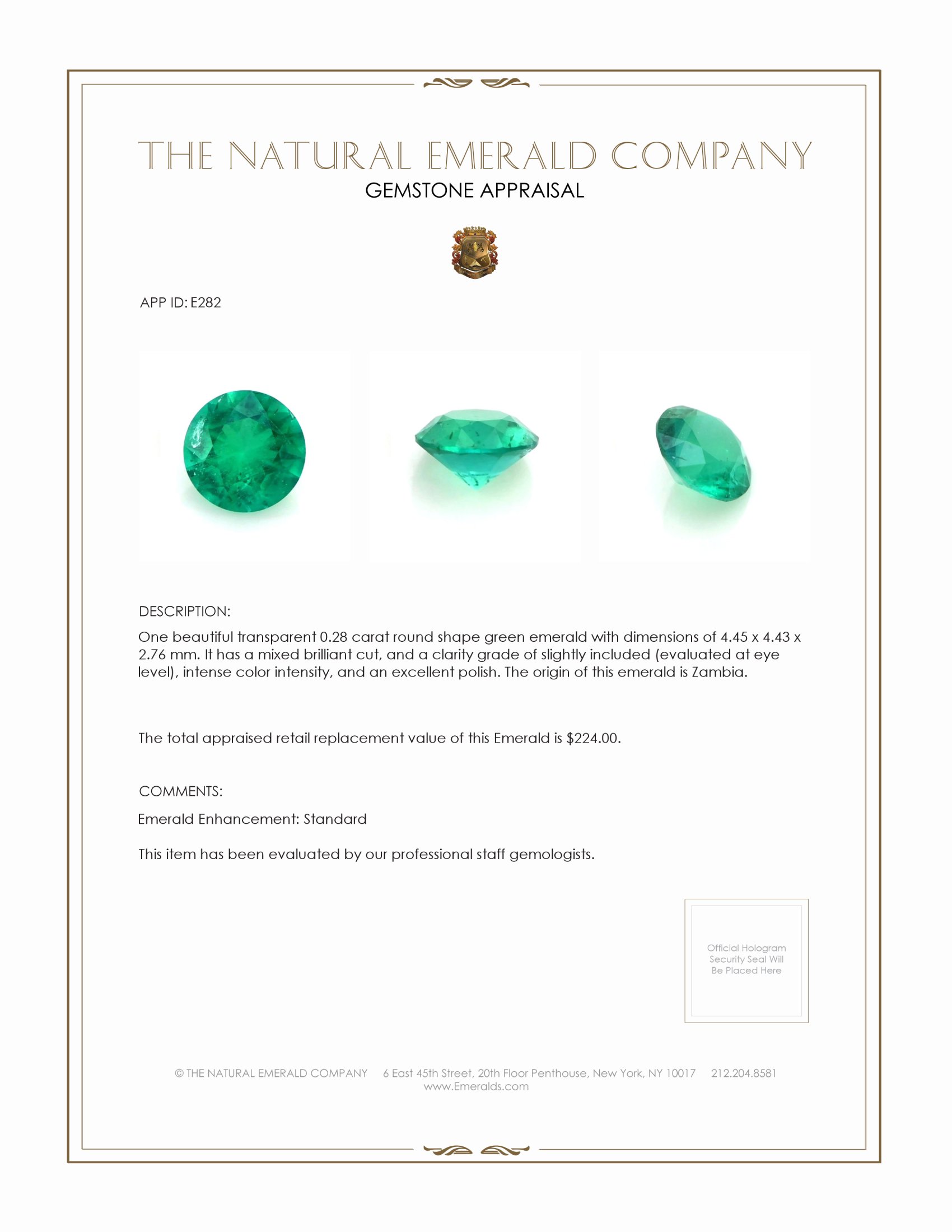 0.28 Ct. Emerald from Zambia