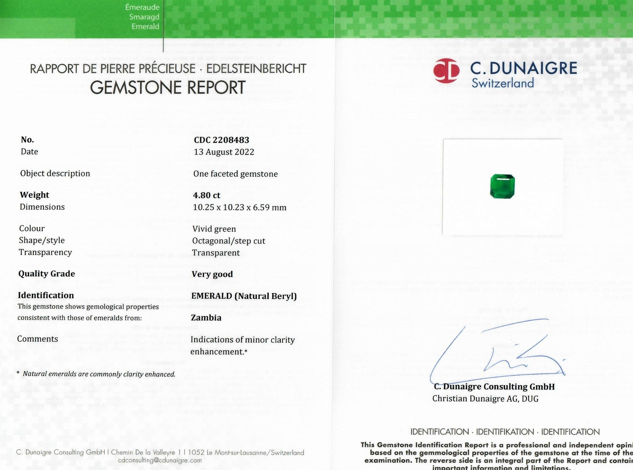 4.80 Ct. Emerald from Zambia