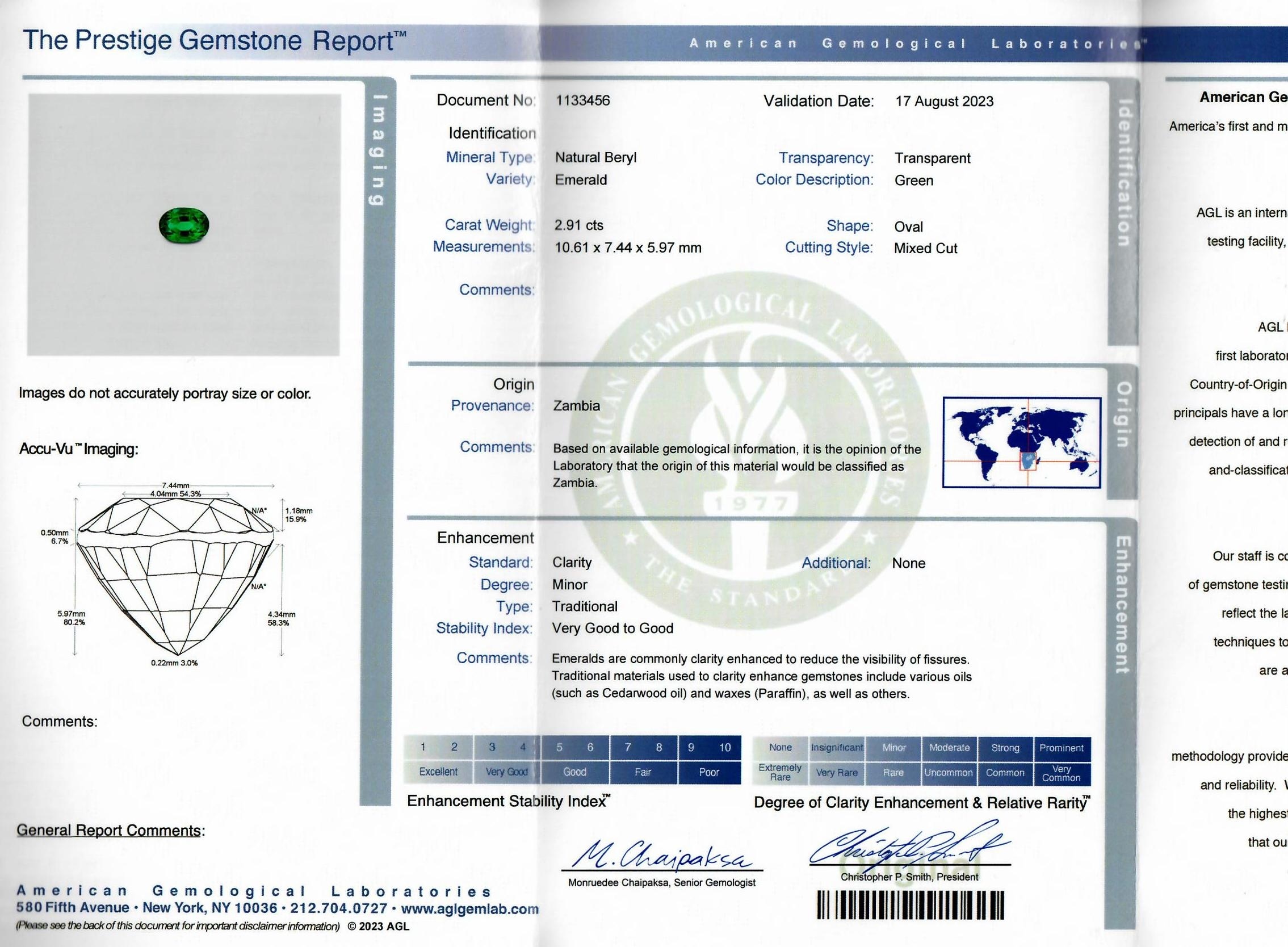 2.91 Ct. Emerald from Zambia