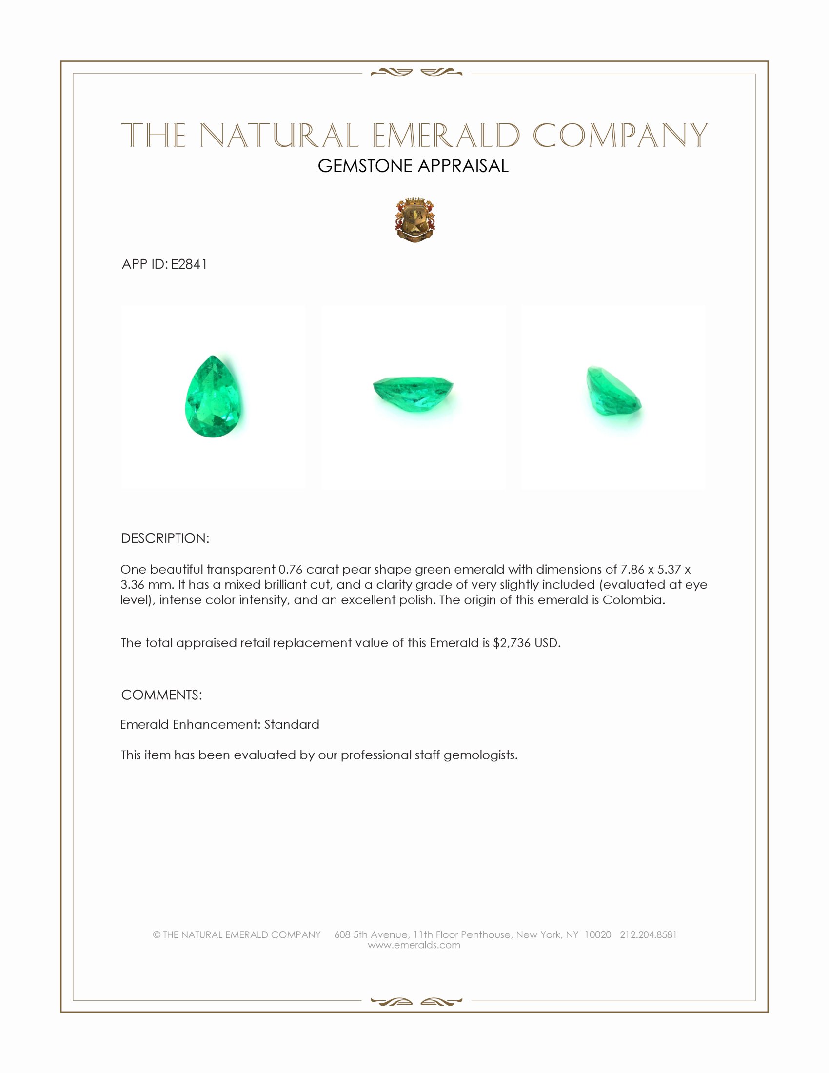 0.76 Ct. Emerald from Colombia