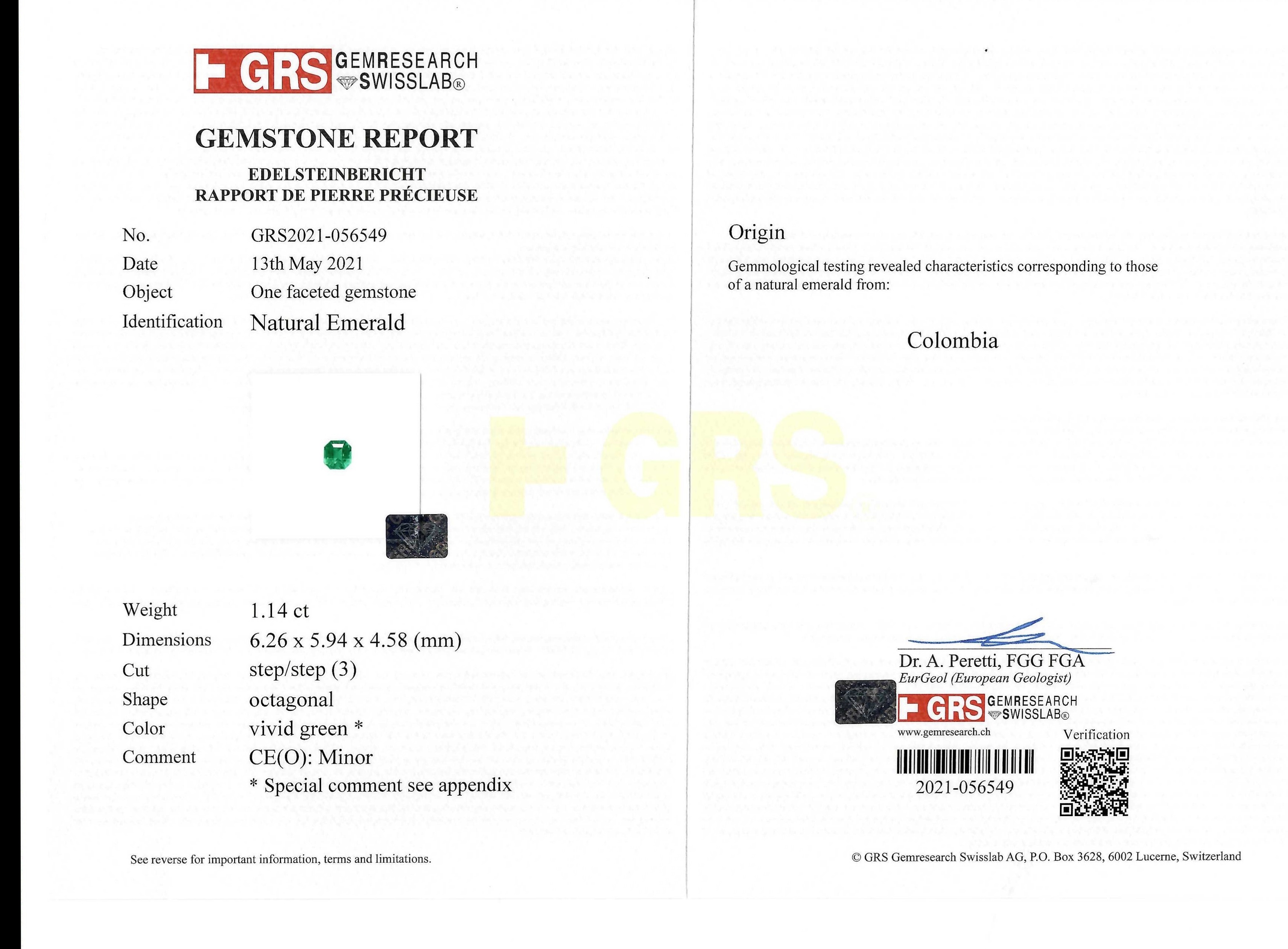 1.14 Ct. Emerald from Colombia