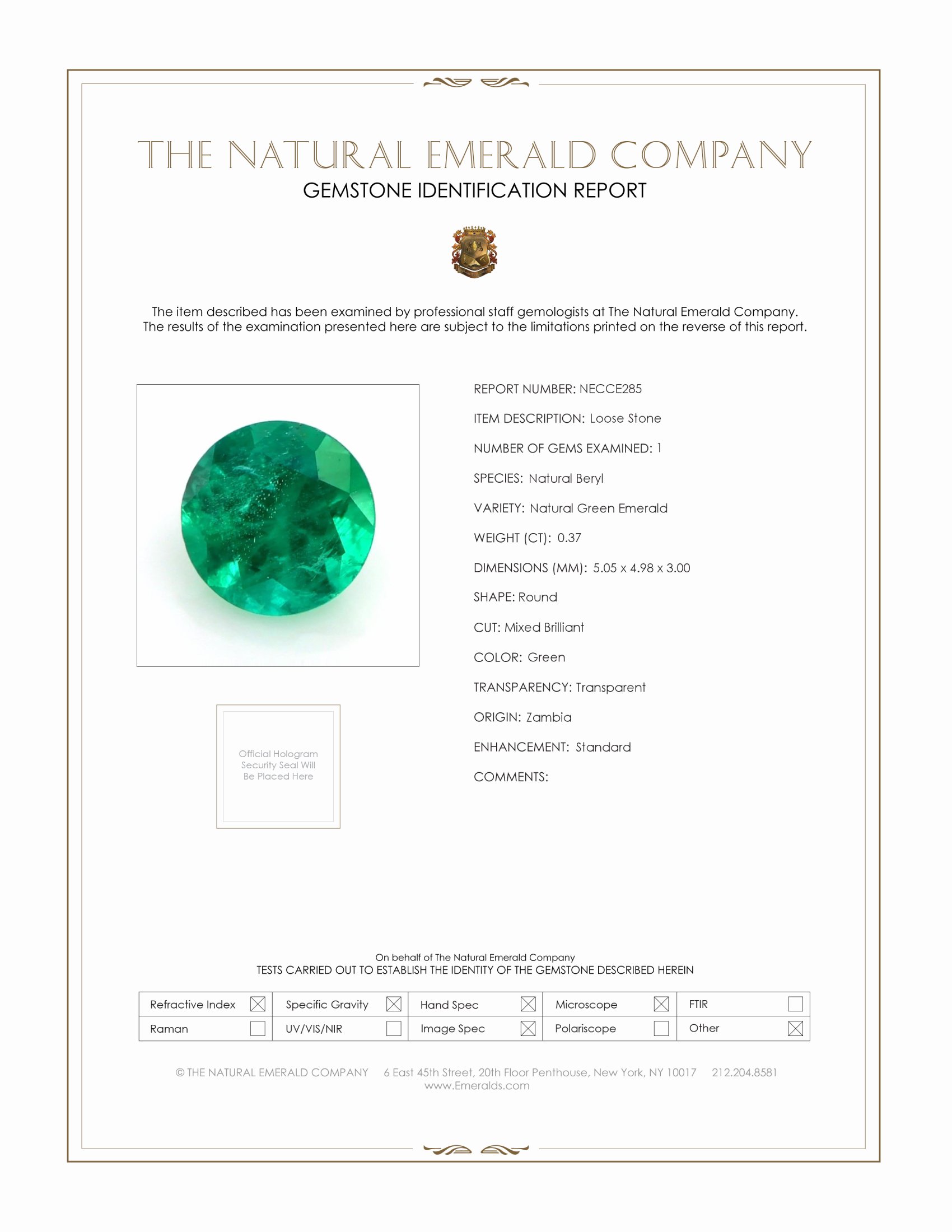 0.37 Ct. Emerald from Zambia