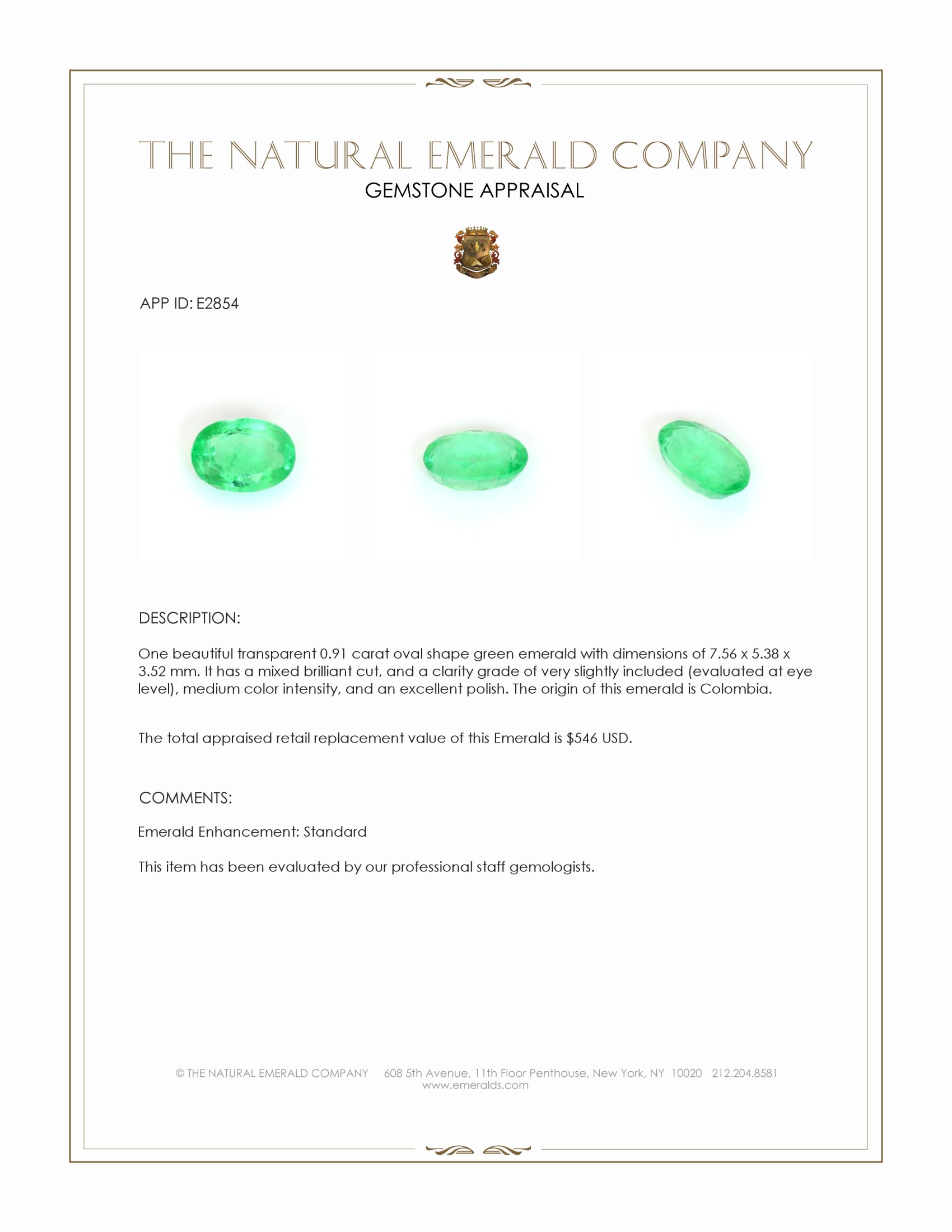 0.91 Ct. Emerald from Colombia