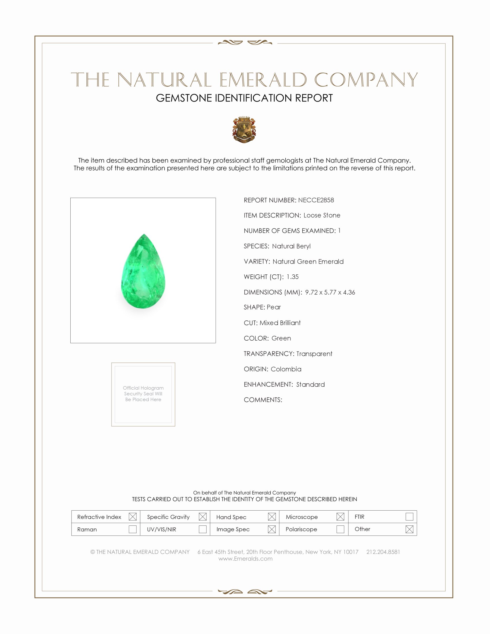 1.35 Ct. Emerald from Colombia