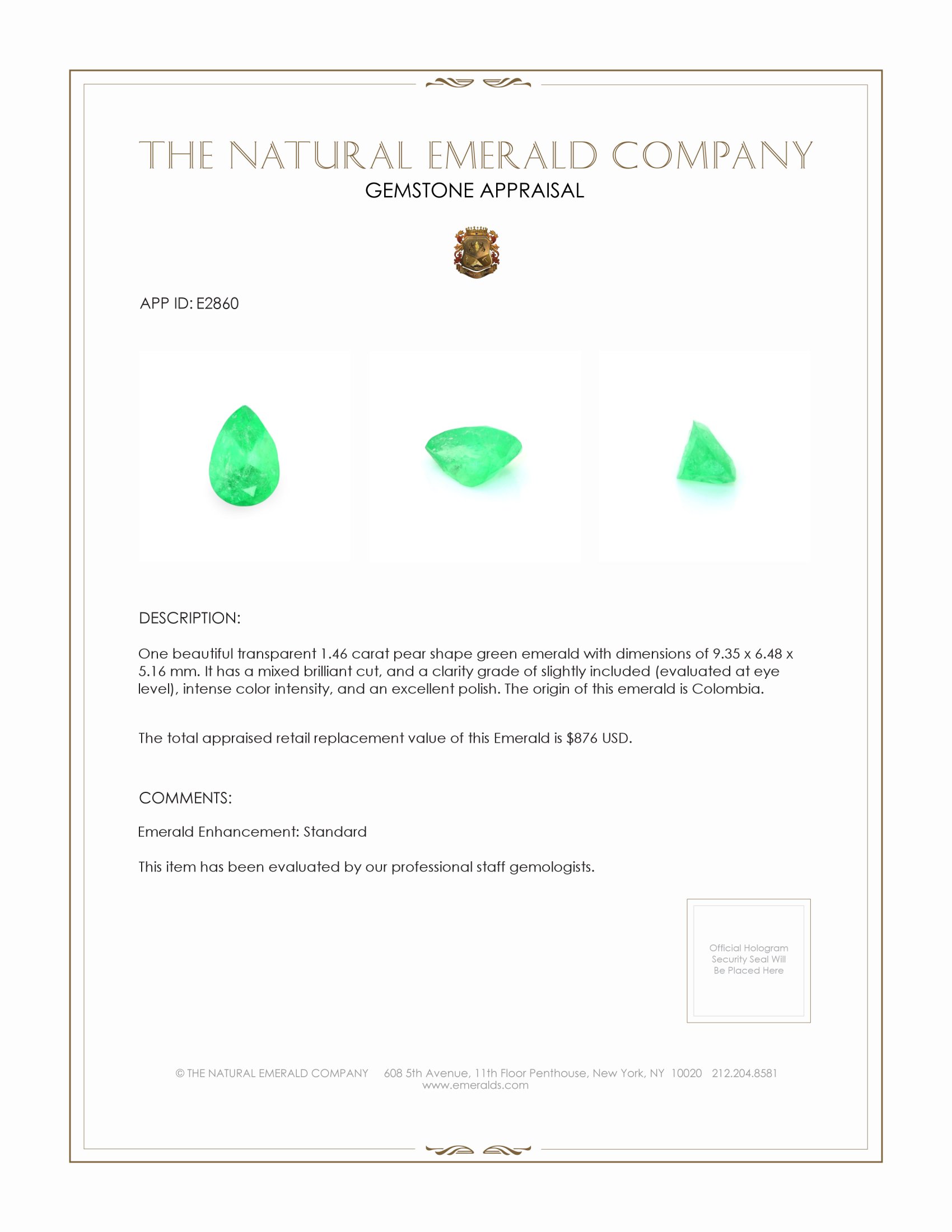 1.46 Ct. Emerald from Colombia